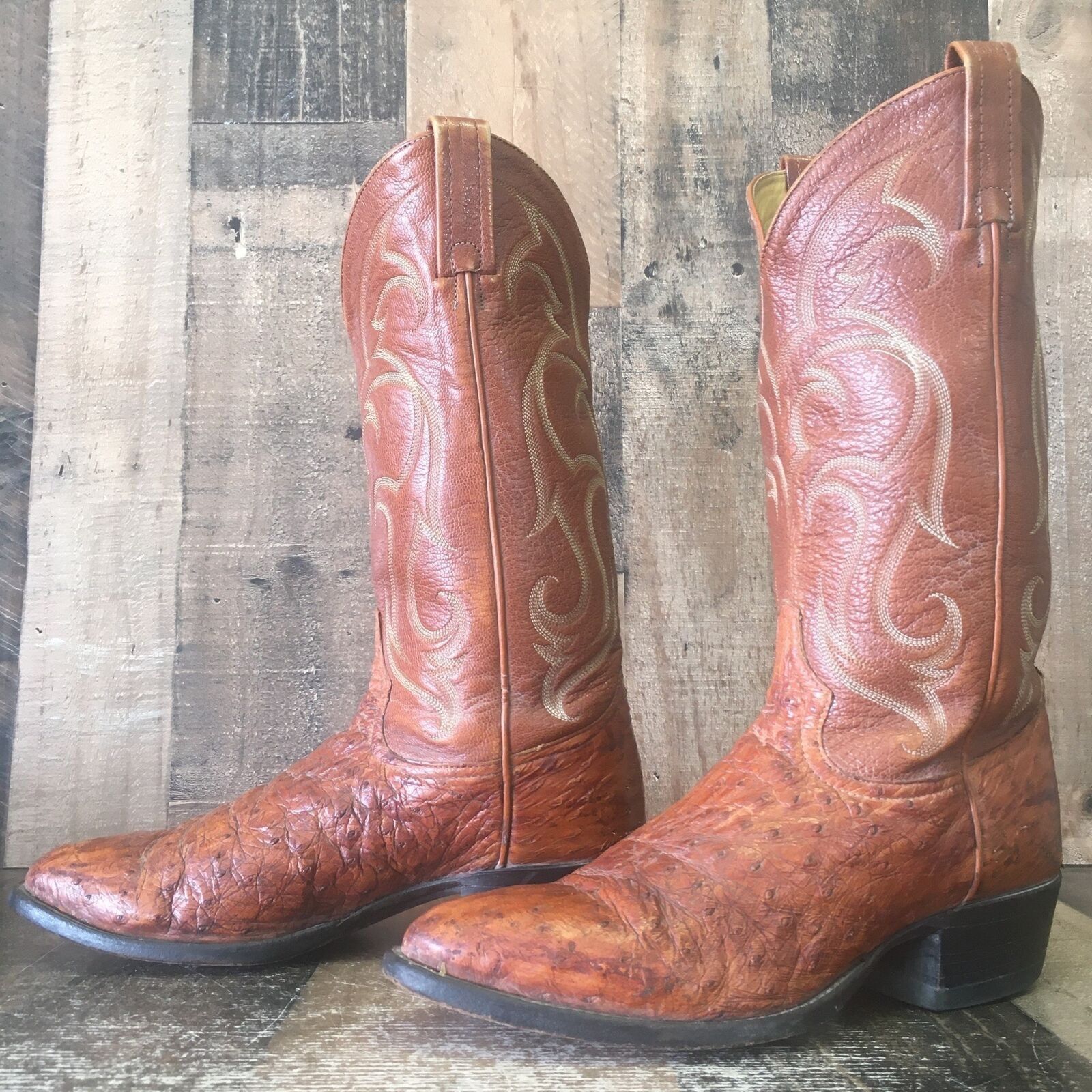 Tony Lama Tony Lama Vintage Brown Ostrich Cowboy Boots Mens 8.5 D Size US 8.5 / EU 41-42 - 1 Thumbnail