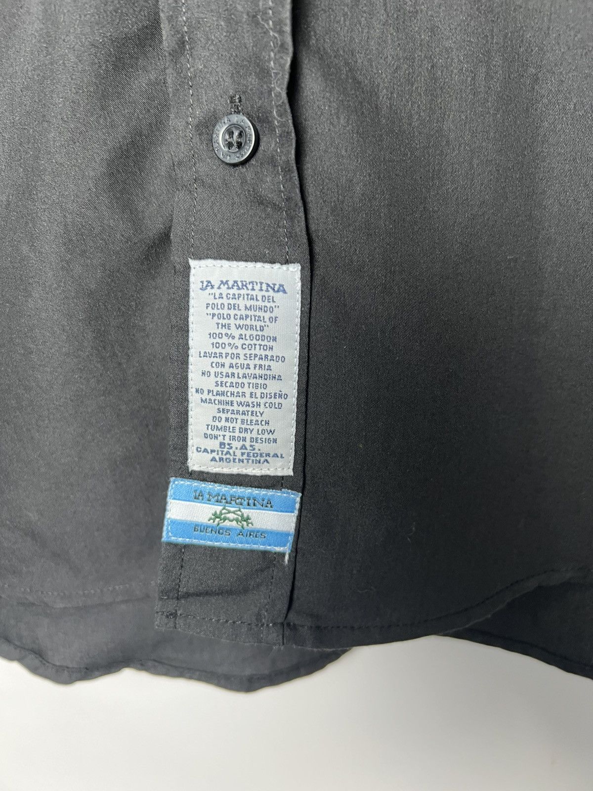 La Martina Vintage Streetwear La Martina Multi Logo Black Shirt Buton Size US L / EU 52-54 / 3 - 3 Thumbnail