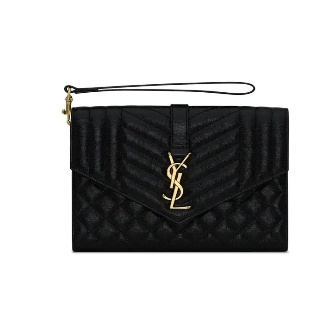 Saint Laurent Paris o1s1wg110425 651030 Size: OS / Envelope Flap Pouch in Black Size ONE SIZE - 1 Thumbnail
