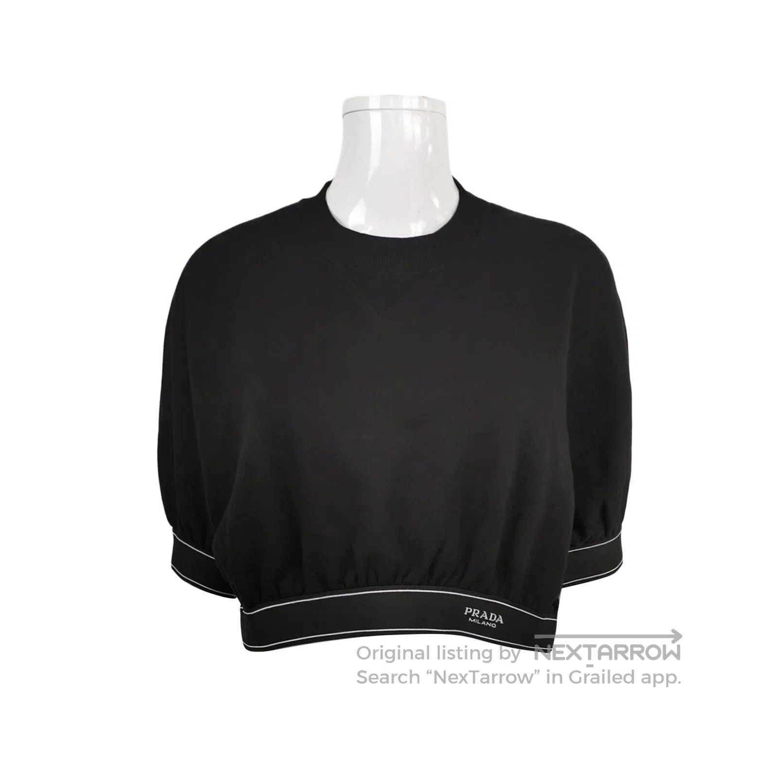 Prada Prada Black Logo Round Neck Crop Top . Size S / US 4 / IT 40 - 1 Thumbnail