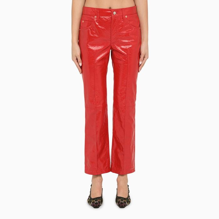 Gucci Gucci Red Regular Leather Trousers | Grailed