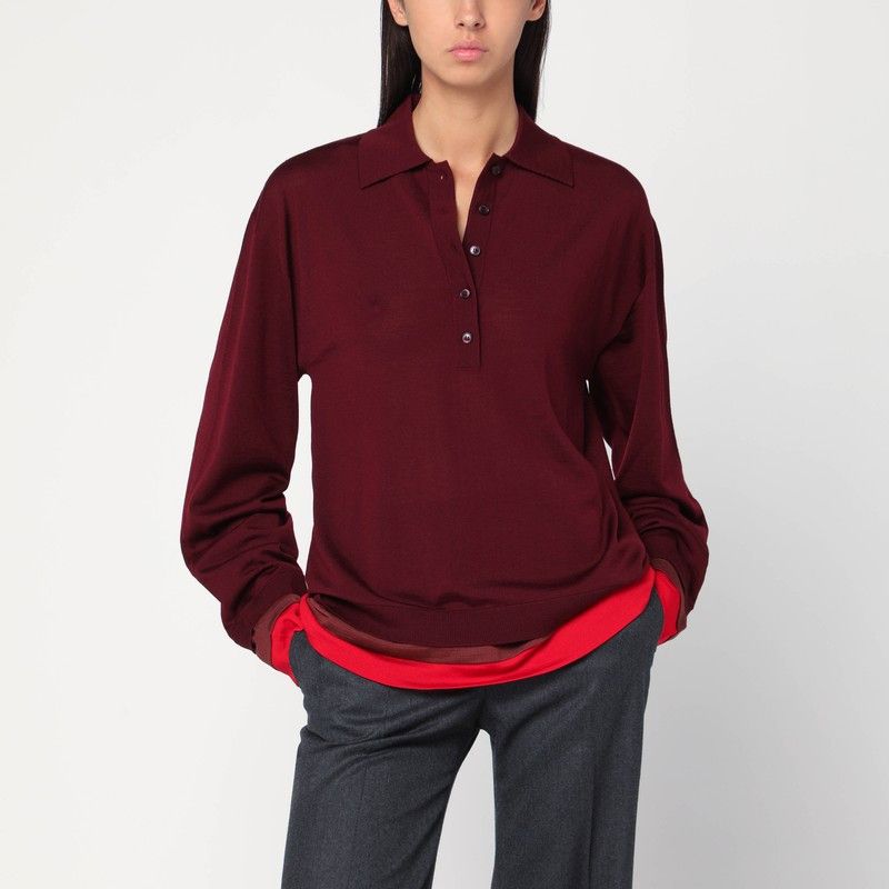 Stella McCartney Stella Mccartney Layered Bordeaux Wool Polo Size S / US 4 / IT 40 - 1 Thumbnail