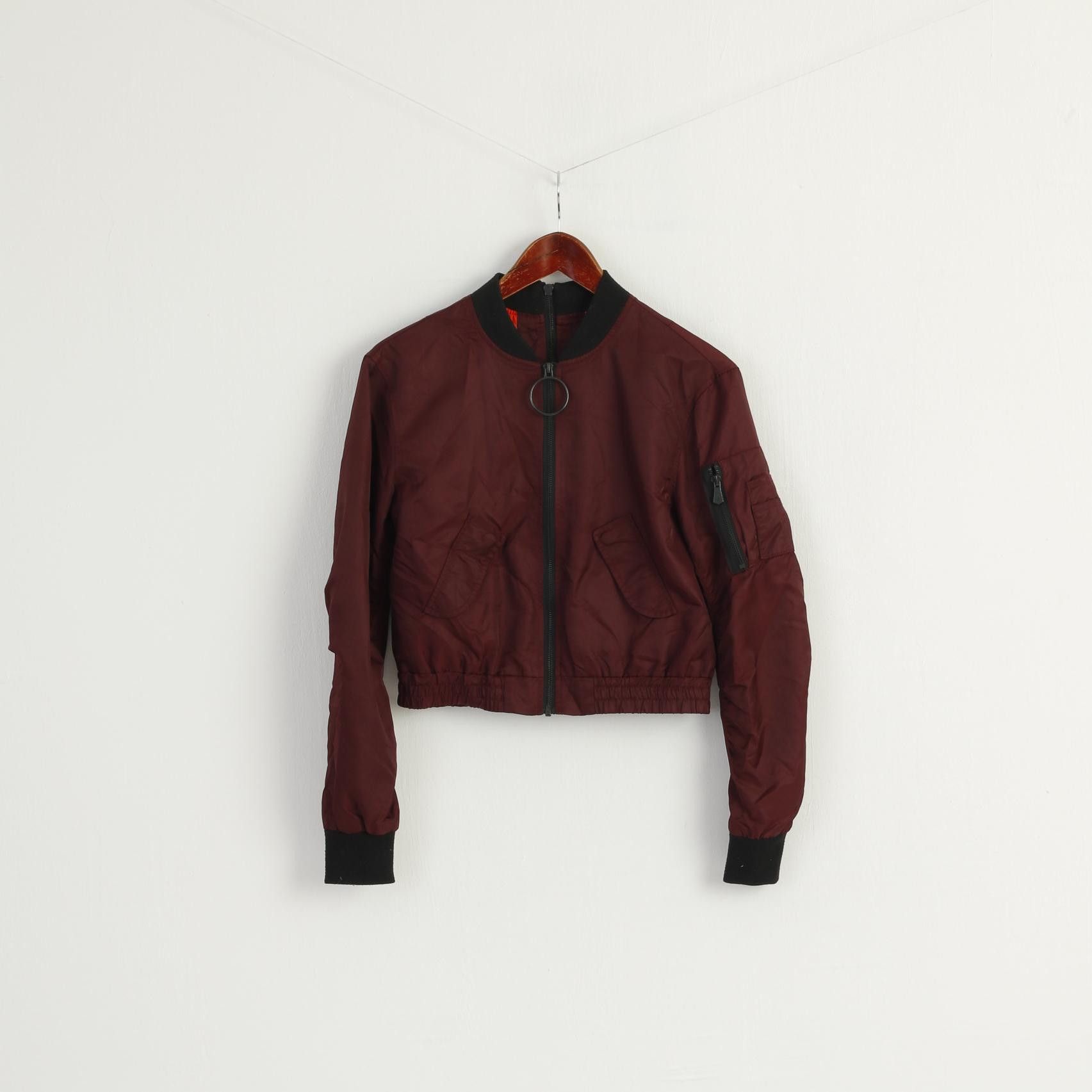 Vintage Eksept Women XS Jacket Burgundy Zip Up Cropped 7979 Size XS / US 0-2 / IT 36-38 - 2 Thumbnail