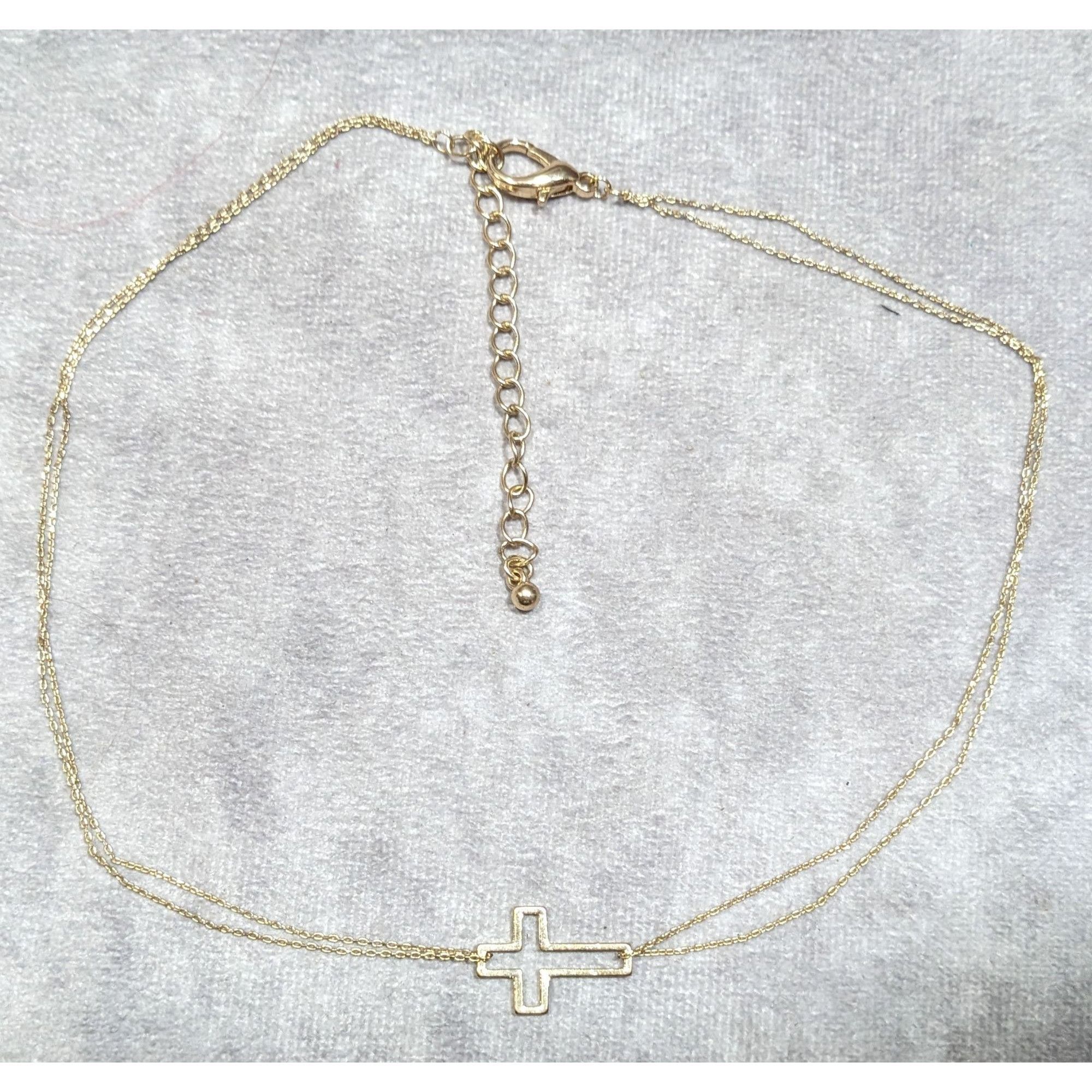 Other Religious Sideways Open Cross Pendant Gold Tone Necklace Size ONE SIZE - 4 Thumbnail