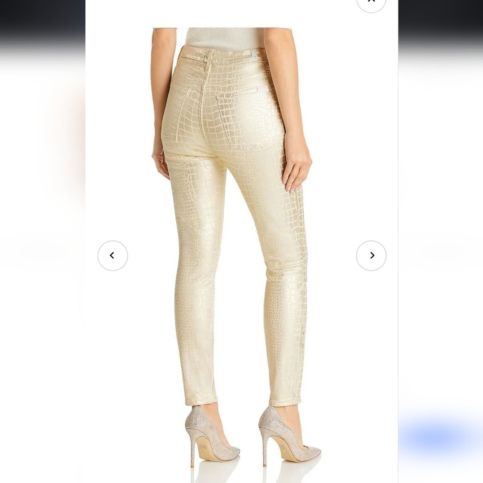 7 For All Mankind Aubrey Coated Skinny Jeans White Croc Gold 7 For All Mankind Size 25" / US 0 / IT 36 - 9 Thumbnail