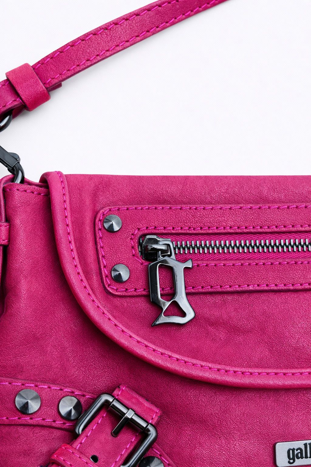 John Galliano John Galliano Pink Studded Leather Gazette Shoulder Bag Size ONE SIZE - 5 Thumbnail