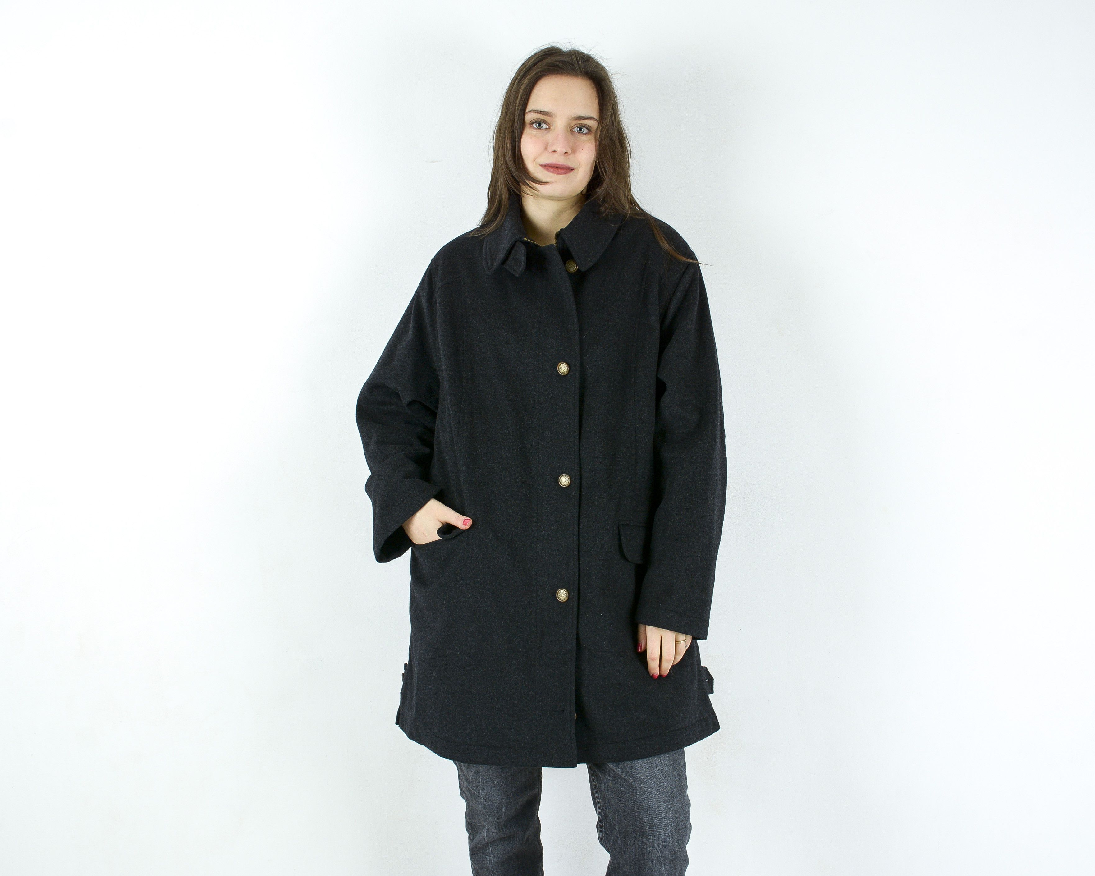 Other × Vintage Loden Frey Wool Cashmere Coat Full Zip Up Jacket Black Size L / US 10 / IT 46 - 2 Thumbnail