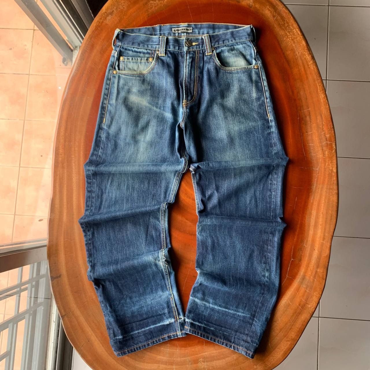 Japanese Brand Santastic Saru Tokyo Tribe Distressed Blue Denim Pants Size US 32 / EU 48 - 2 Thumbnail