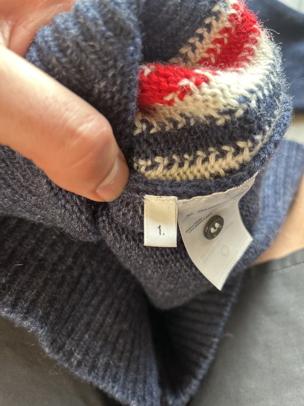 Thom Browne Navy Wool Sweater with Tricolor Details Size US S / EU 44-46 / 1 - 16 Thumbnail