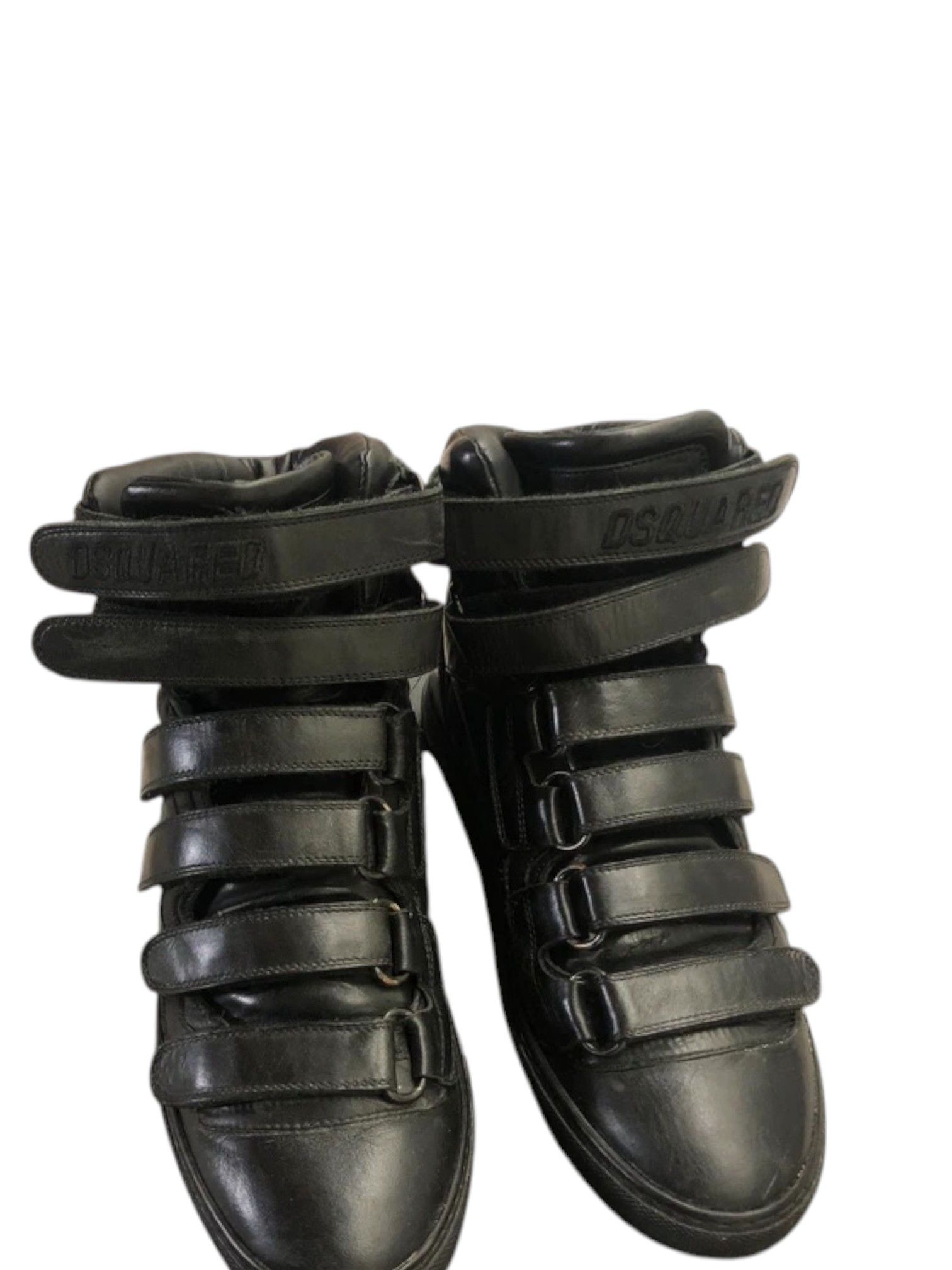 Dsquared2 Dsquared² Black Leather Velcro Strap High-Tops, FW2013 Size US 7 / EU 40 - 2 Thumbnail