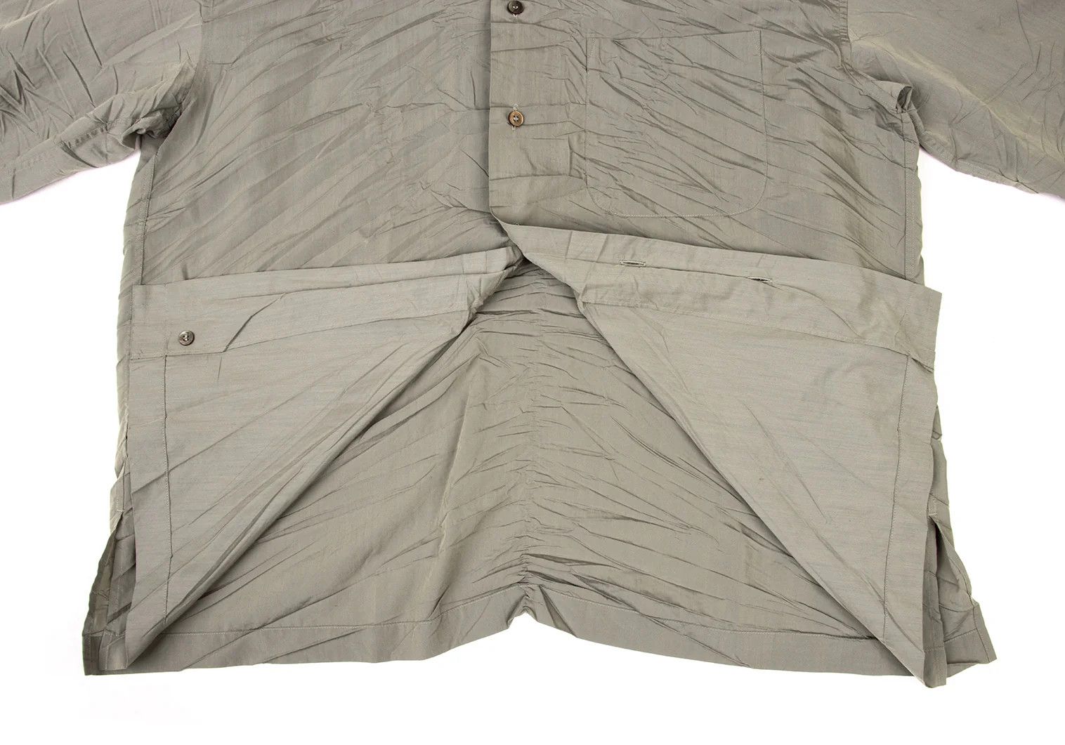 Issey Miyake Polyester Shrink-Wrinkle Shirt in Khaki L Size US L / EU 52-54 / 3 - 13 Thumbnail