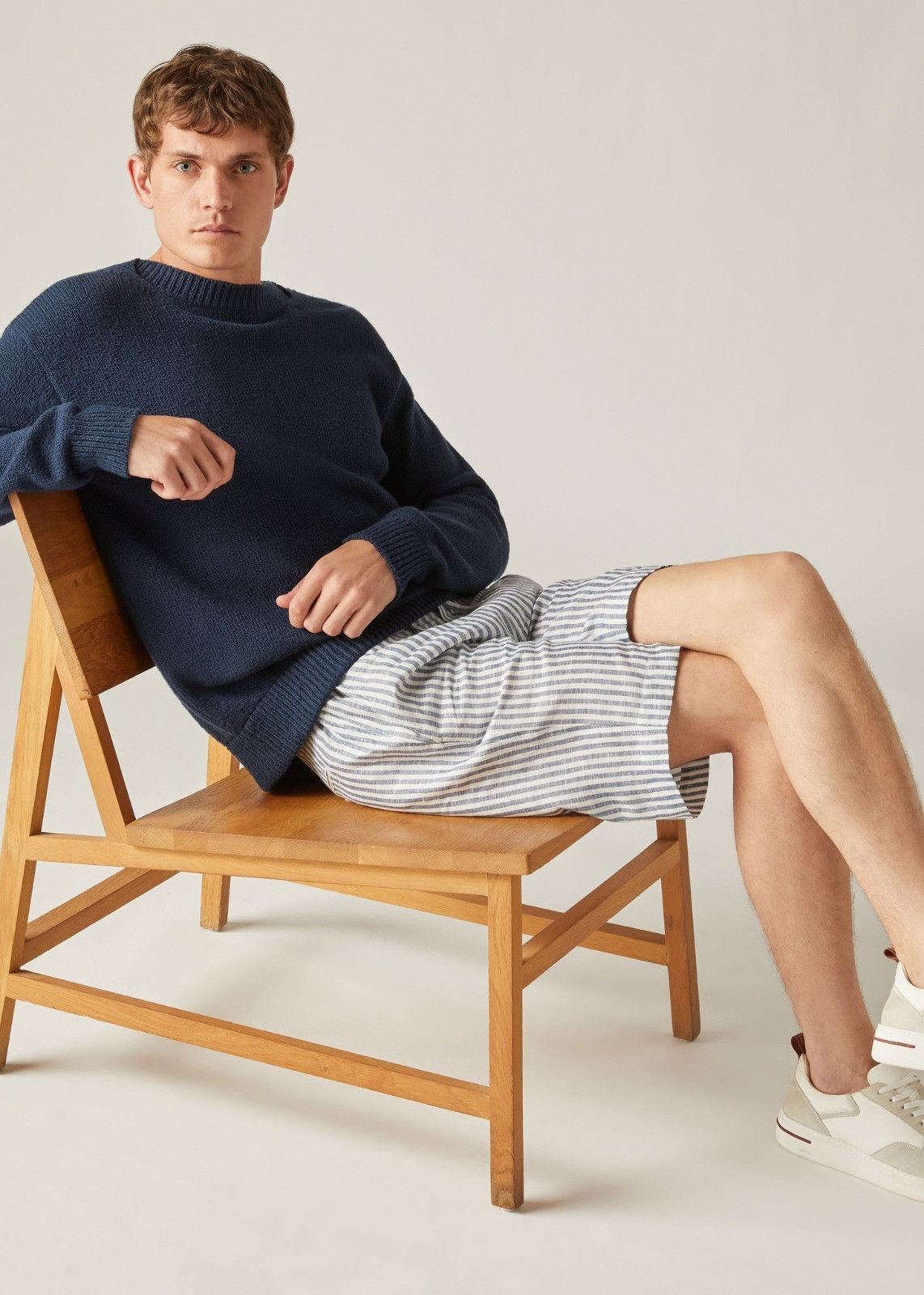 Loro Piana o1srvl11e1024 Flat Bermuda Shorts in White/Grey Size US 36 / EU 52 - 5 Thumbnail