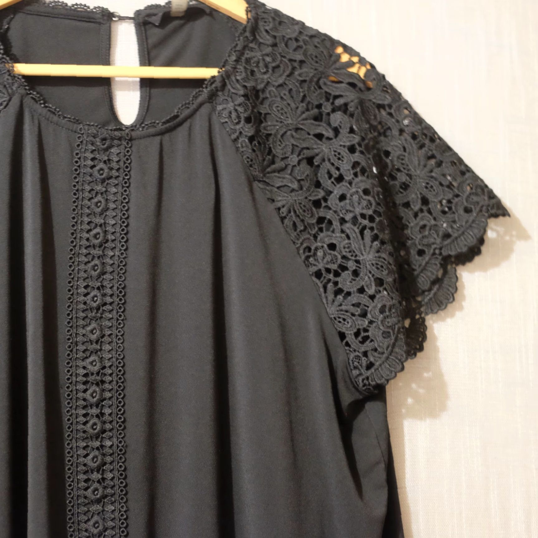Vintage VINTAGE Cable & Gauge Blouse Black Crochet Lace Short Sleeve Womens XXL #A10-15 Size XXL / US 16-18 / IT 52-54 - 3 Thumbnail
