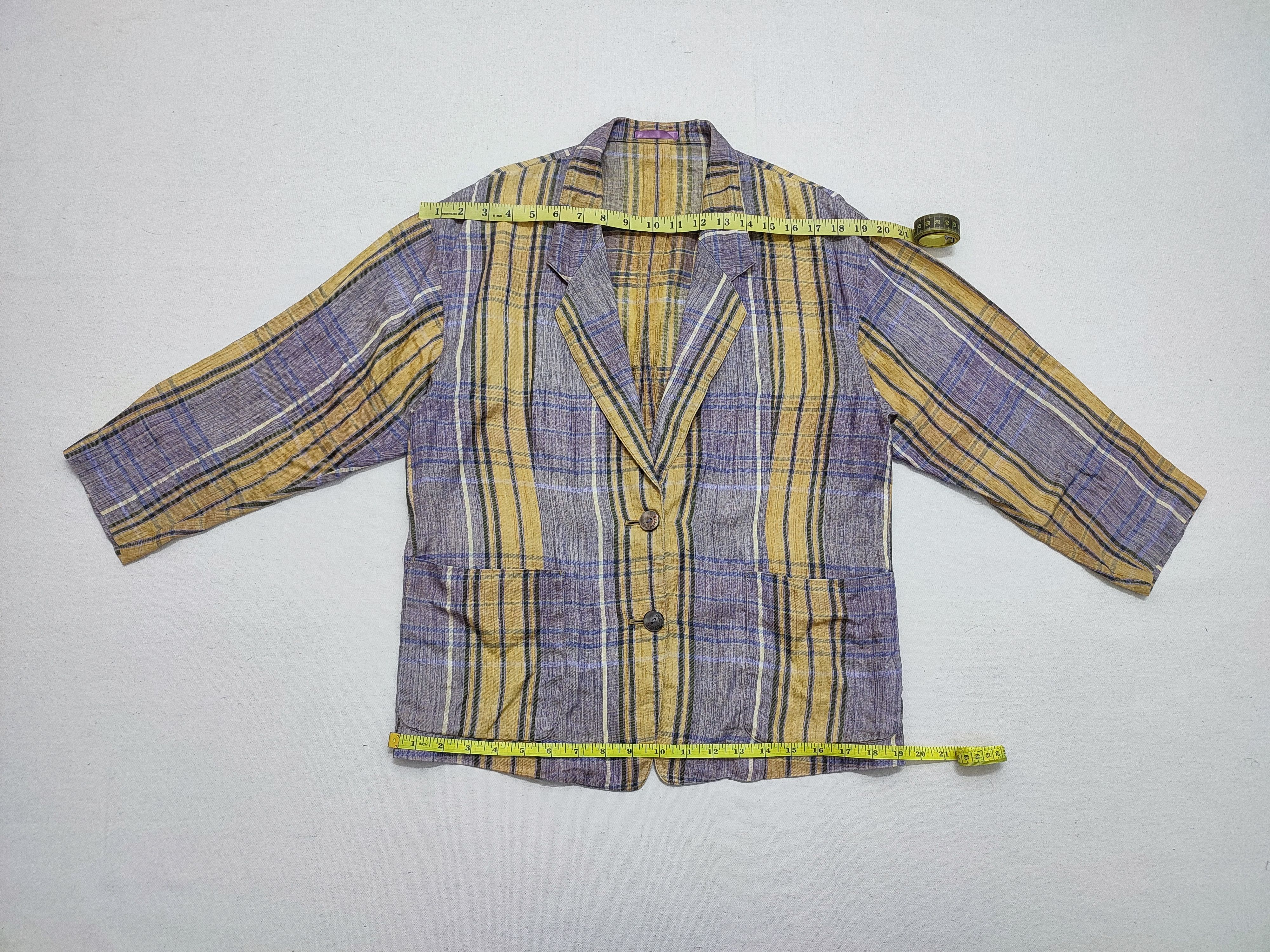 Burberry Burberrys Women Linen Plaid Blazer Size ONE SIZE - 4 Thumbnail