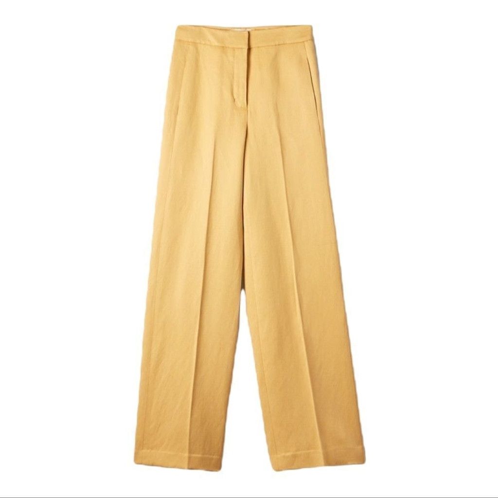Aritzia NEW Wilfred Cairo Gold Wide Leg High Waist Trousers US 4 Size 27" / US 4 / IT 40 - 2 Thumbnail