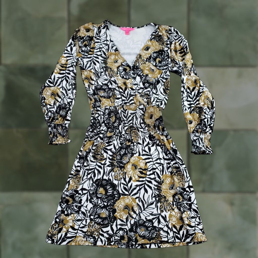lilly pulitzer black and gold dress Lilly Pulitzer Black Gold Gabby Shift Dress main image 1