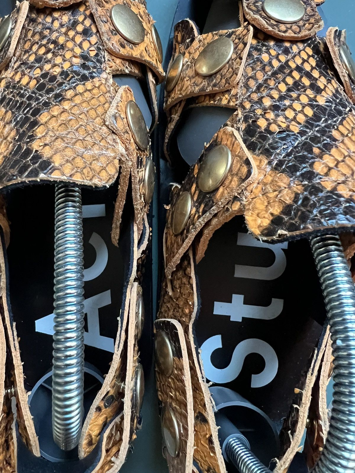 Acne Studios Acne studios Oline Snap-detailed snake-effect leather sandal Size US 6 / IT 36 - 5 Thumbnail