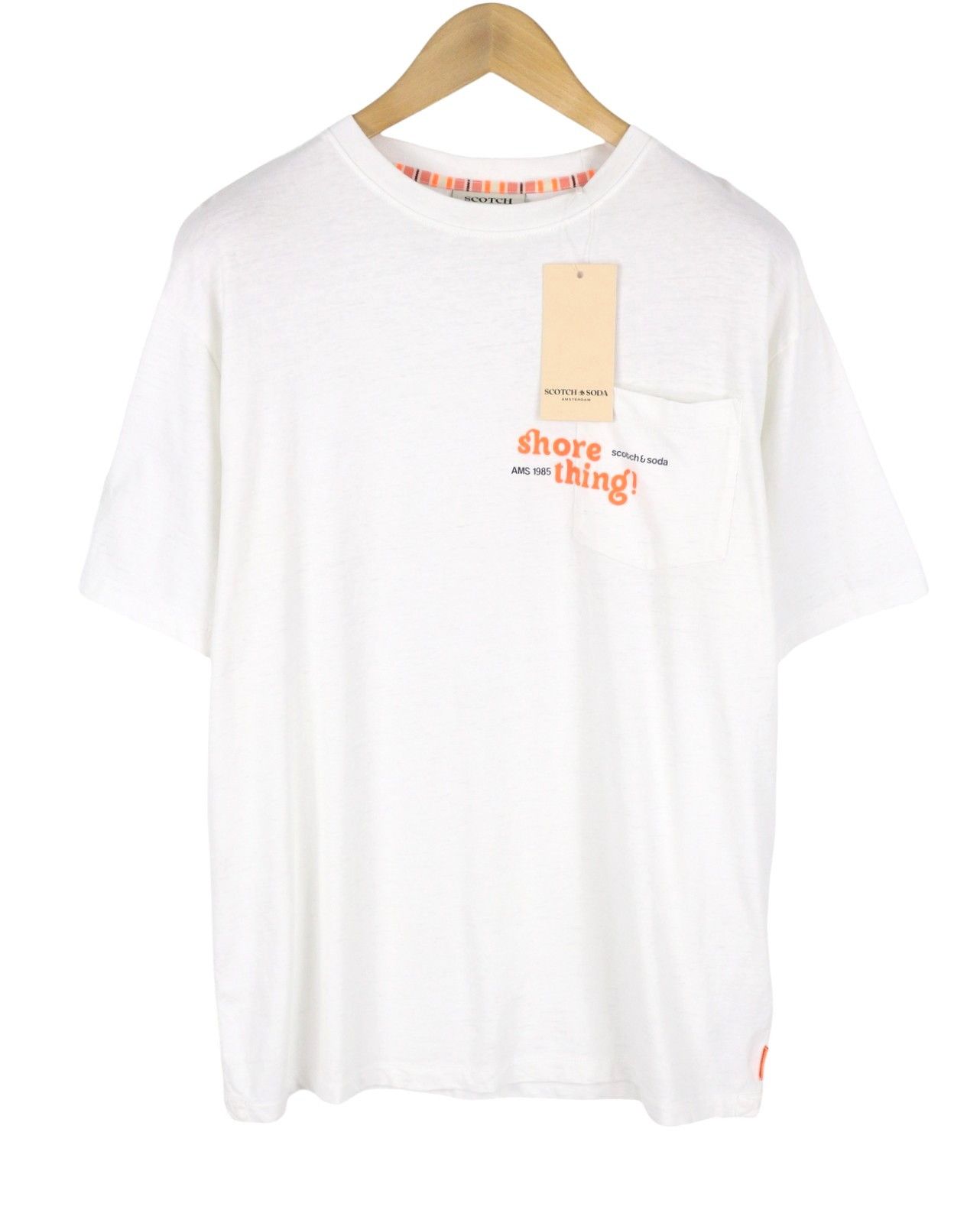 Scotch & Soda M White Linen Blend Crew Neck Tricot Short Sleeve 91043 Size US M / EU 48-50 / 2 - 2 Thumbnail