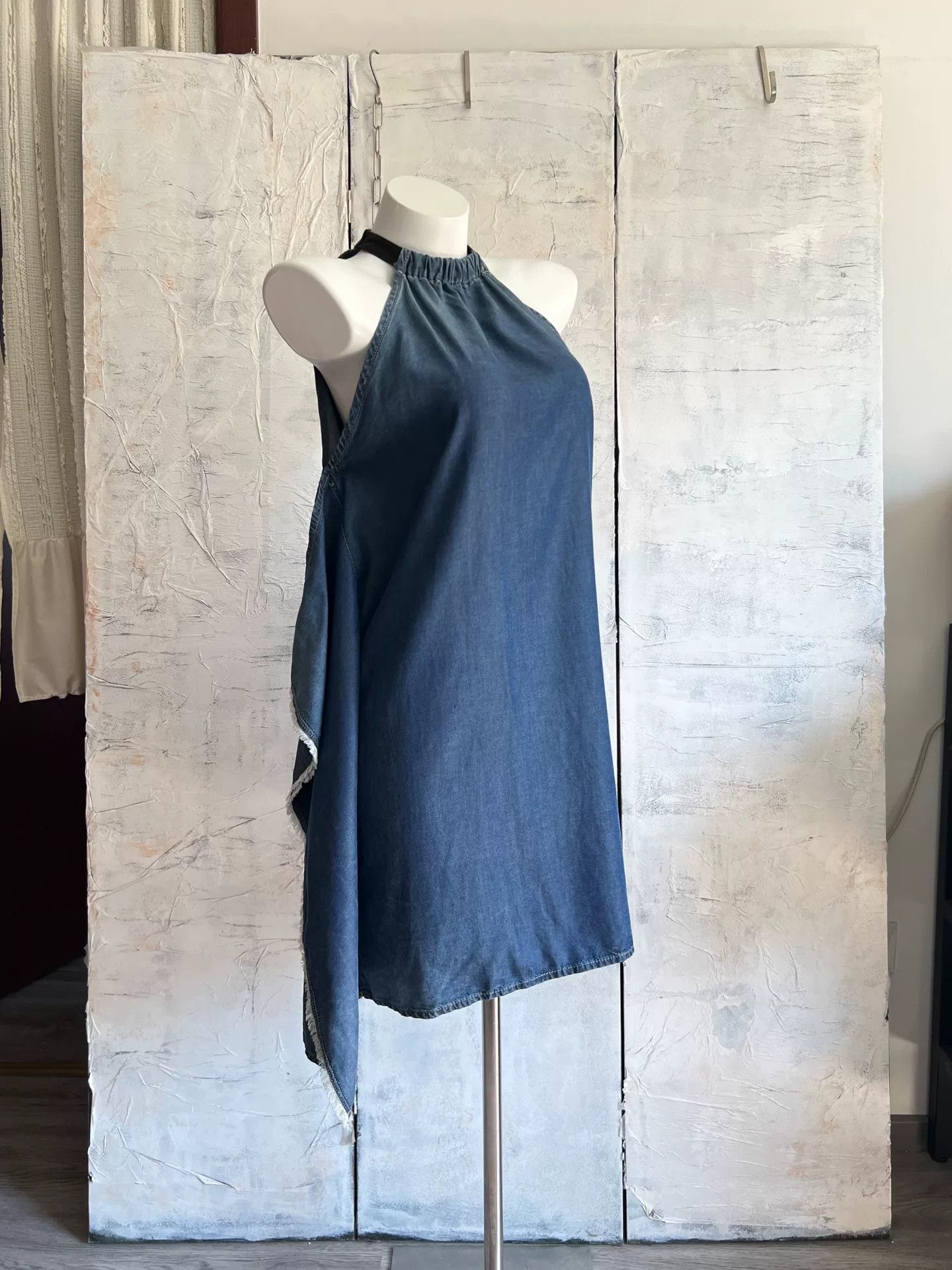 Diesel Diesel Light Denim Leather Loop Neck Dress Size XS / US 0-2 / IT 36-38 - 1 Thumbnail