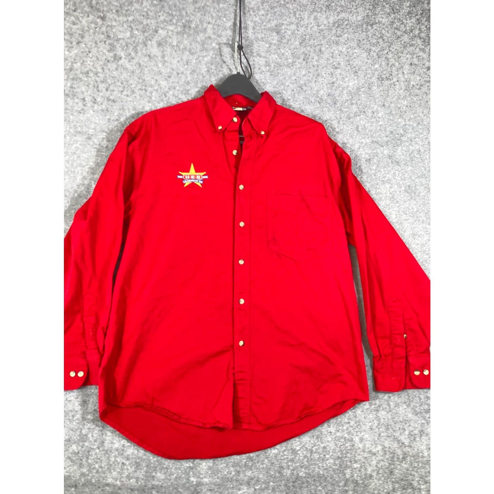 Logo 7 Graphic Sports HEB Grocery Uniform Shirt Button Down Mens L Red Logo Size US L / EU 52-54 / 3 - 3 Thumbnail