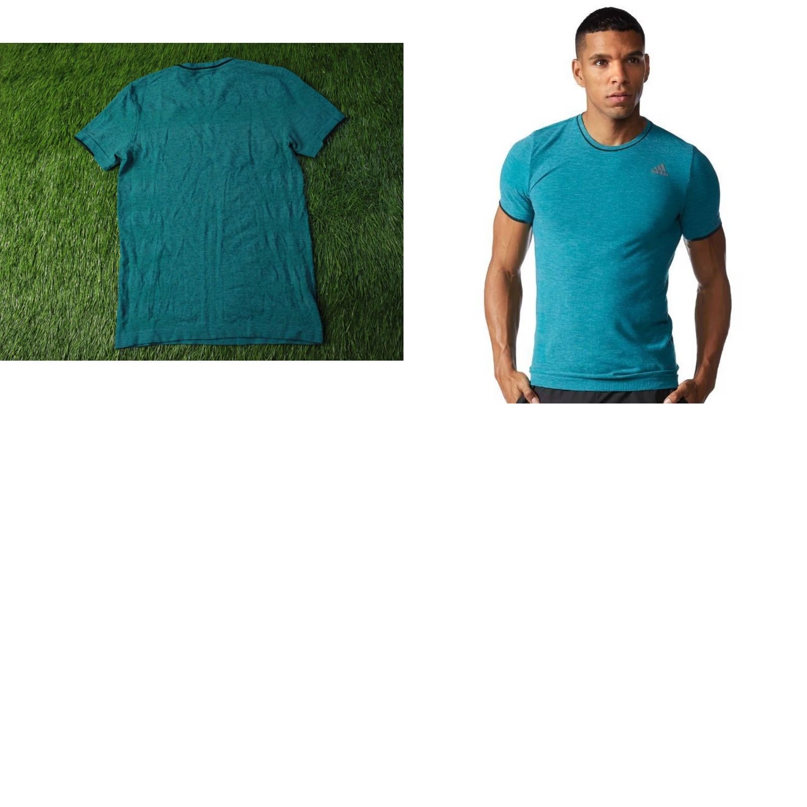 Adidas ADIDAS Adistar Running T-Shirt Men M Green and Black Short Sleeve Crew Neck 2015 Training Jersey Size US M / EU 48-50 / 2 - 8 Thumbnail