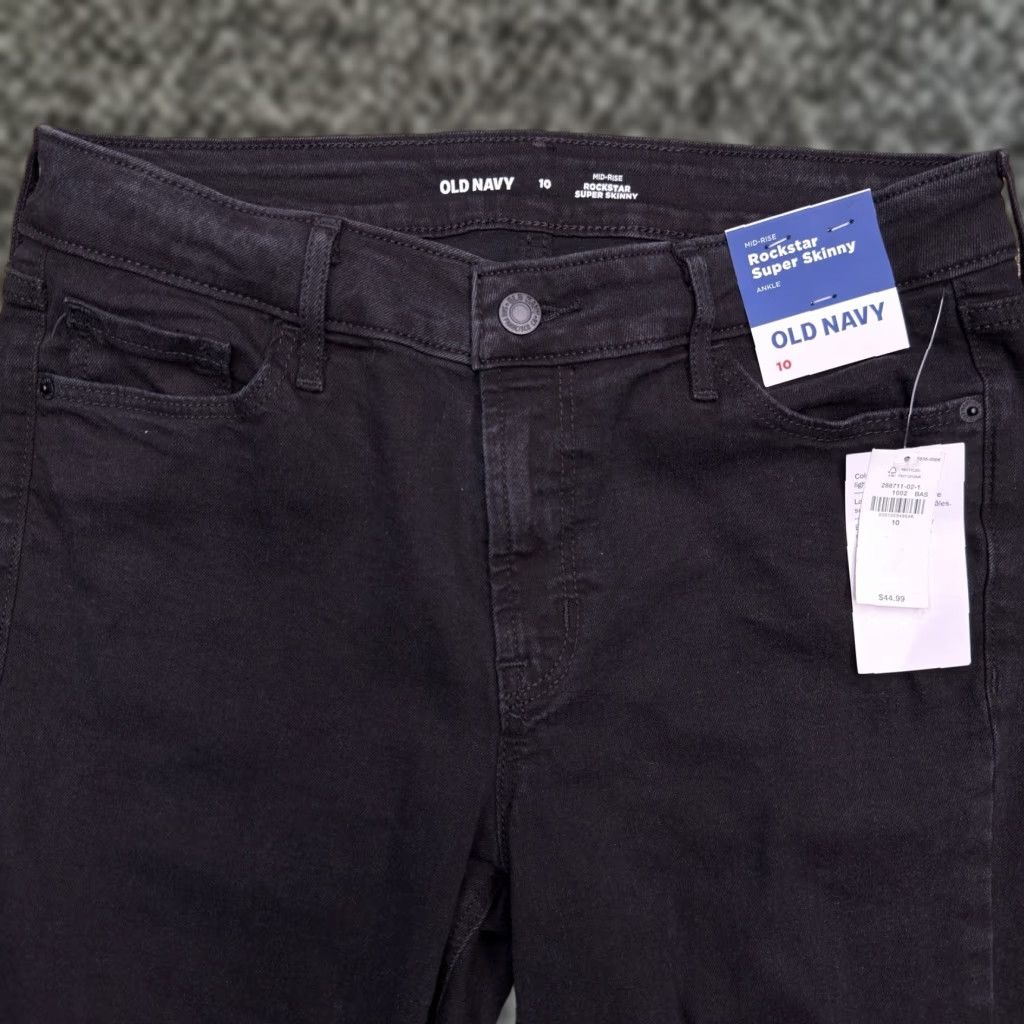 Old Navy Old Navy Jeans Women 10 Ankle Slim High Rise Dark Black Denim Stretch 5-Pocket City Modern Logo Vintage: No Ladies, Regular Size Xl? Size 32" / US 10 / IT 46 - 1 Thumbnail