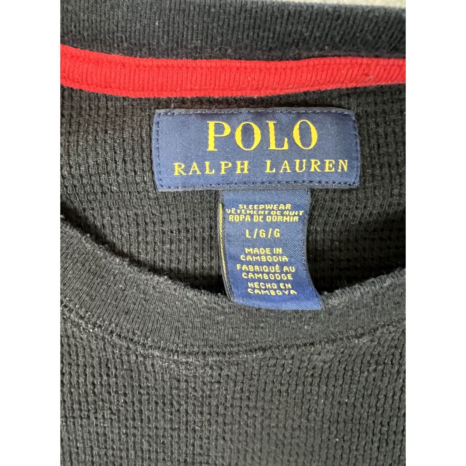 Polo Ralph Lauren Polo Ralph Lauren Sleep Shirt Black L Long Sleeve Crew Neck Waffle Knit Logo Size US L / EU 52-54 / 3 - 3 Thumbnail