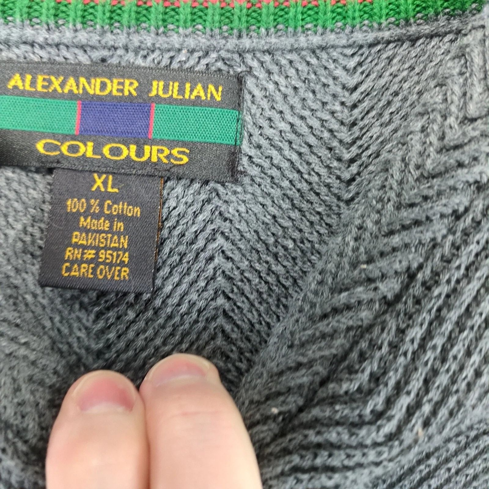 Alexander Julian Alexander Julian Colours Pullover Sweater Mens XL Wavy Lines Size US XL / EU 56 / 4 - 3 Thumbnail