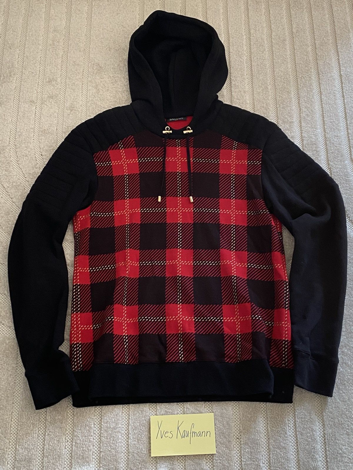 Balmain Balmain Black Tartan Biker Hoodie Size M Size US M / EU 48-50 / 2 - 1 Thumbnail