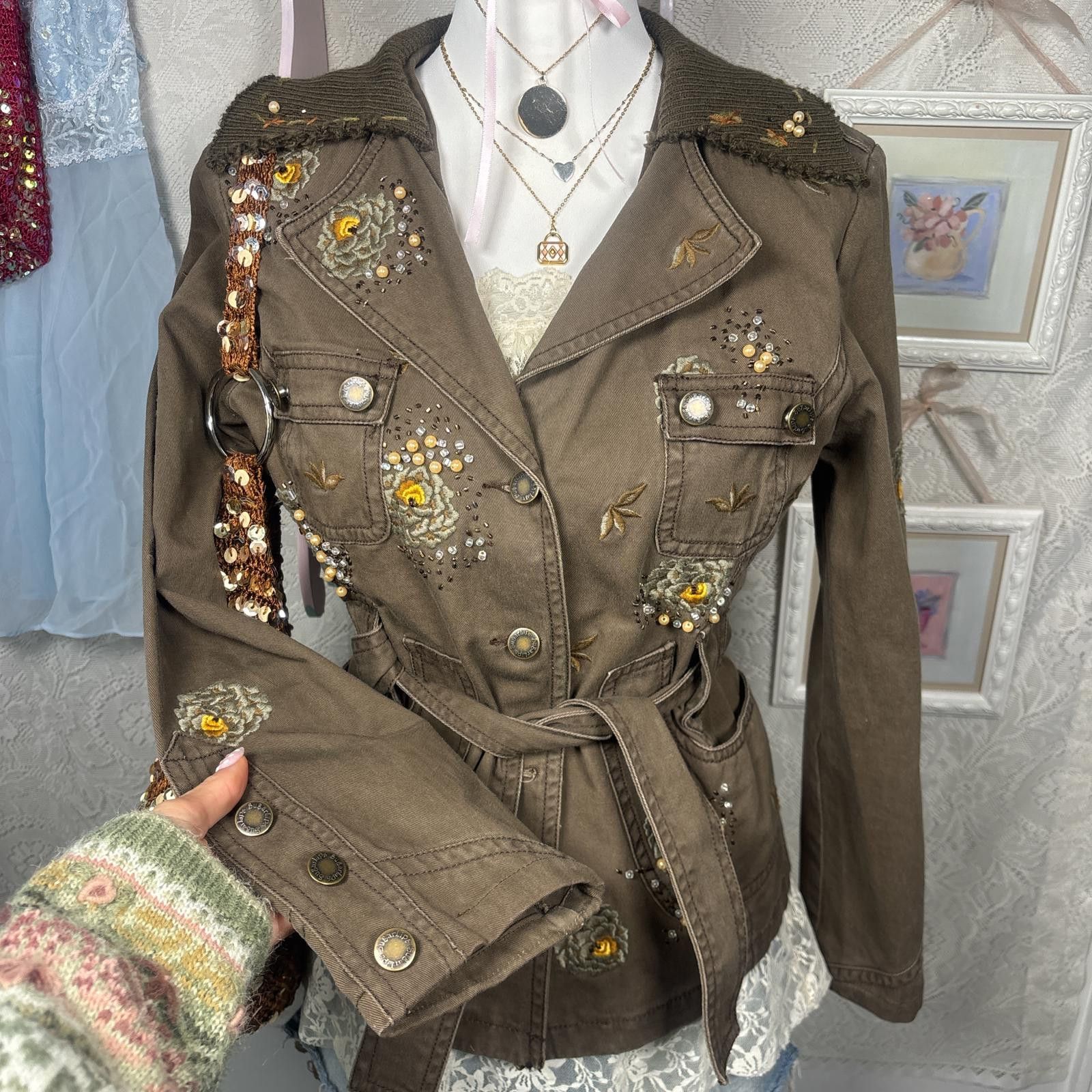Other vintage fitted floral fairy brown jacket Size M / US 6-8 / IT 42-44 - 2 Thumbnail