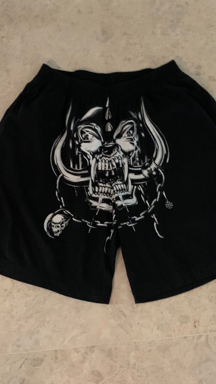 Pre-owned Vetements Motorhead Wide Leg Snaggletooth Cotton Shorts In Black