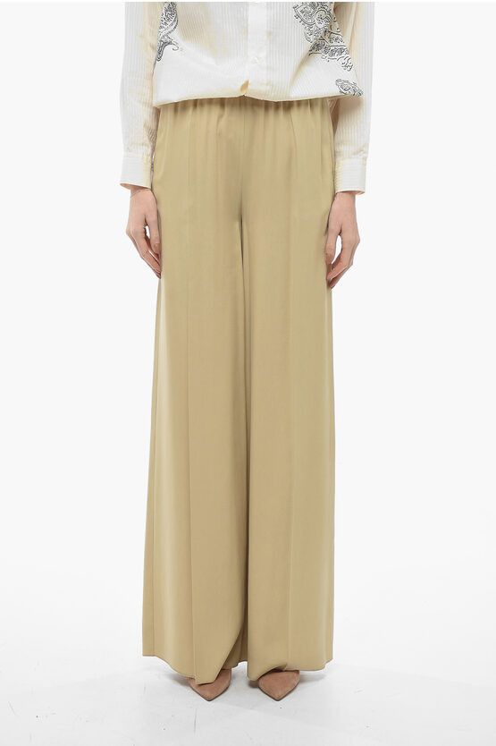image of Max Mara Wide Leg Gara Pants With Pleated Detail in Beige, Women's (Size 26)