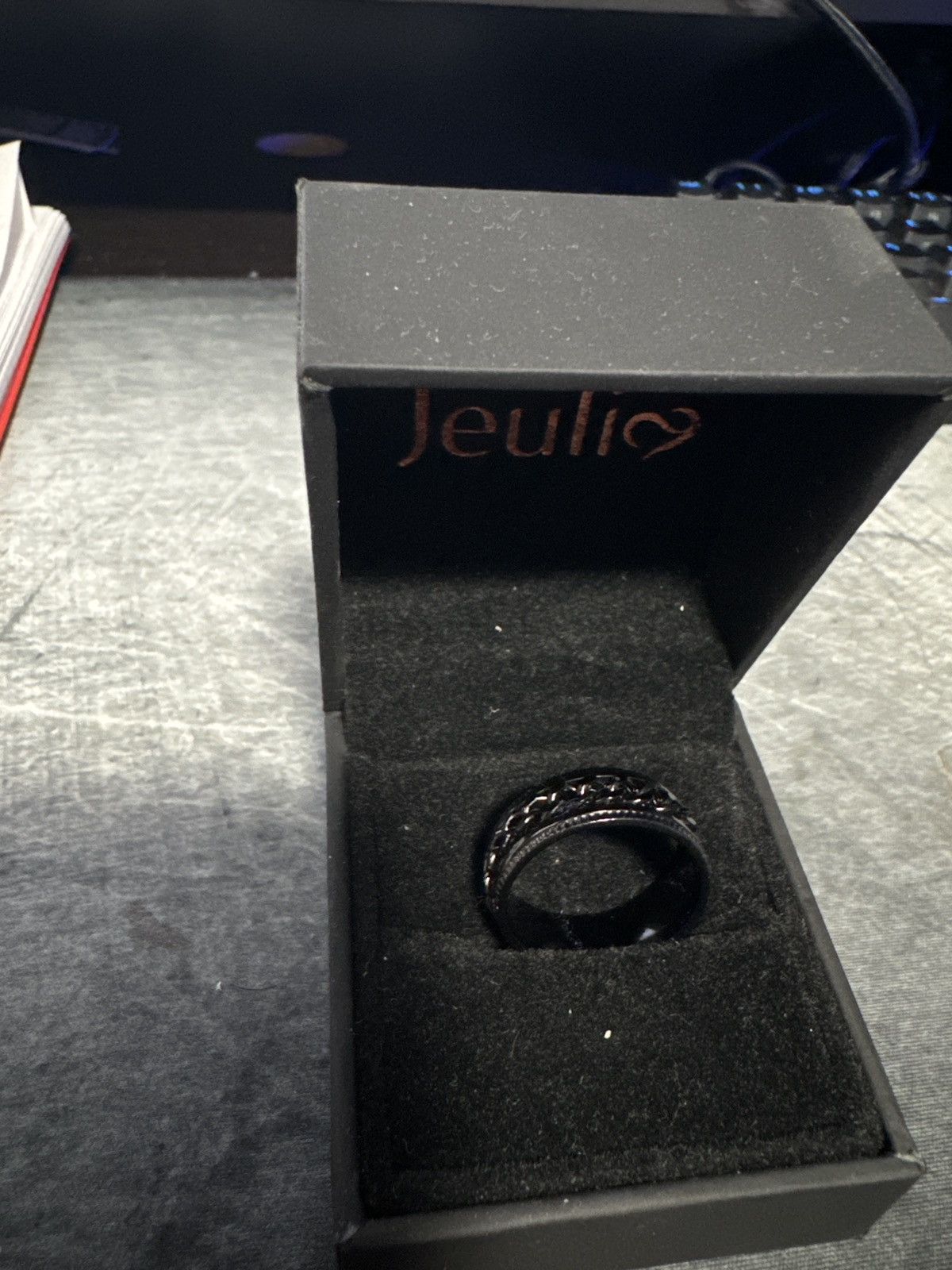 Jewelry × Vintage Stainless steel blacked out chain spinner ring Size ONE SIZE - 2 Thumbnail
