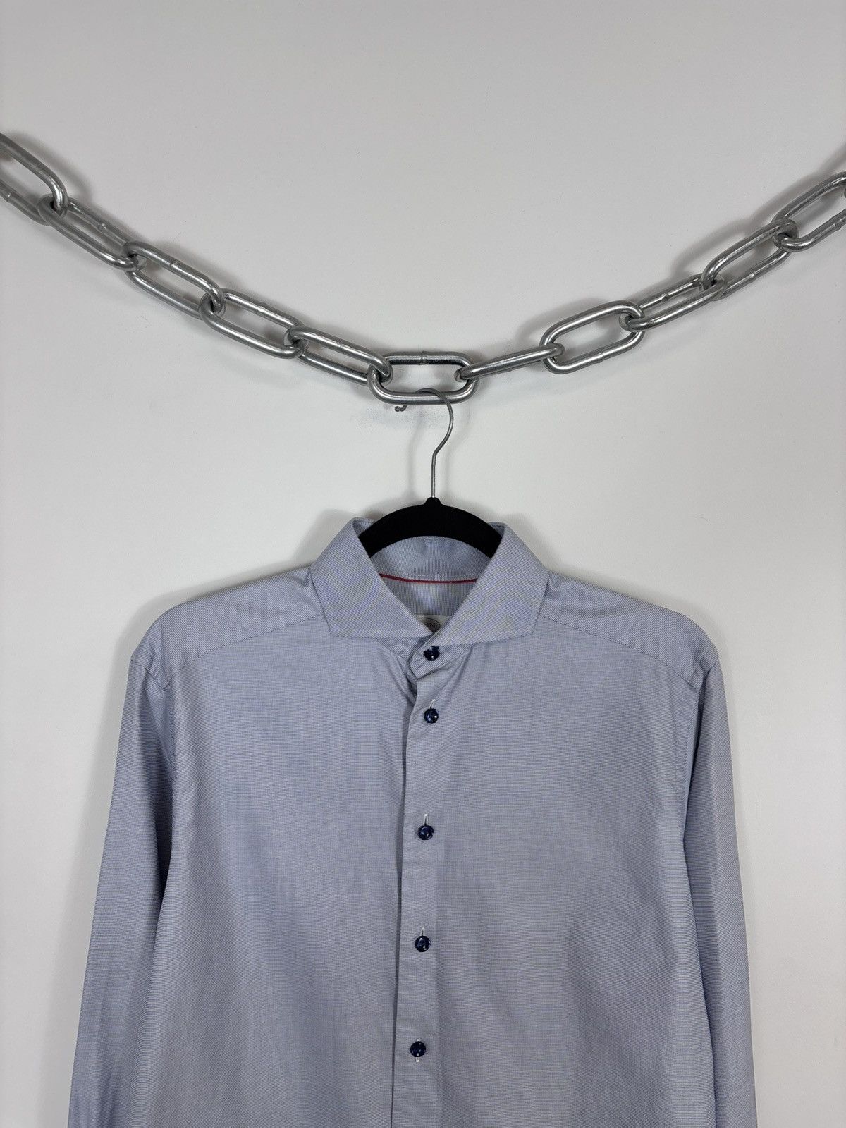 Eton Eton Men’s Slim Fit Light Blue Button Up Dress Shirt Size US M / EU 48-50 / 2 - 2 Thumbnail