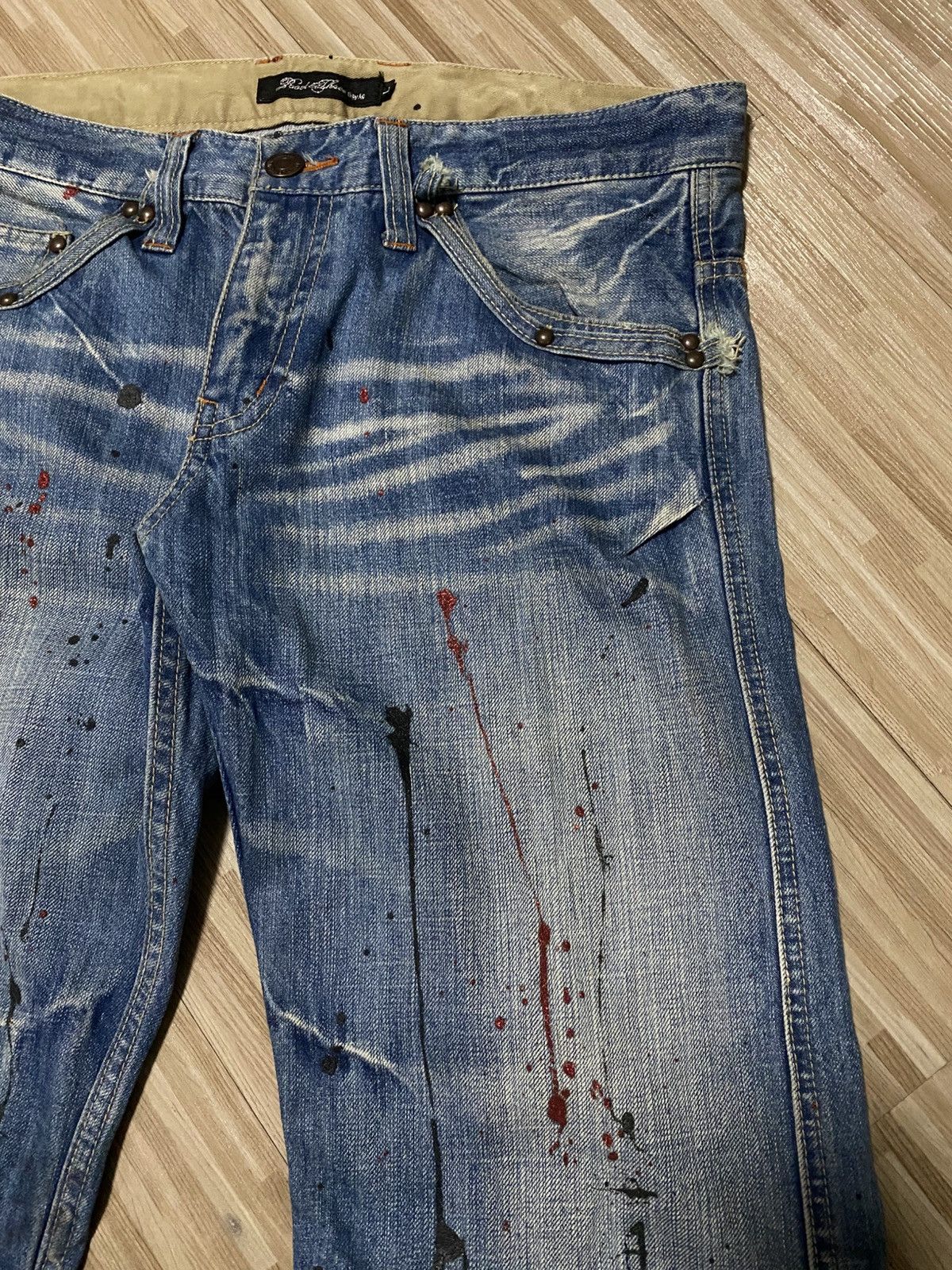 Japanese Brand 💥JEANS SPLATTER PAINT SPLASHES💥 Size US 32 / EU 48 - 5 Thumbnail