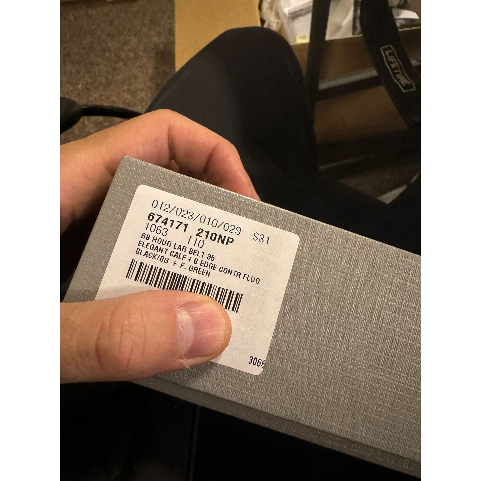 Balenciaga o1rshd1 Size:110 / BB Hourglass Large Belt Black/Green Size 42 - 20 Thumbnail