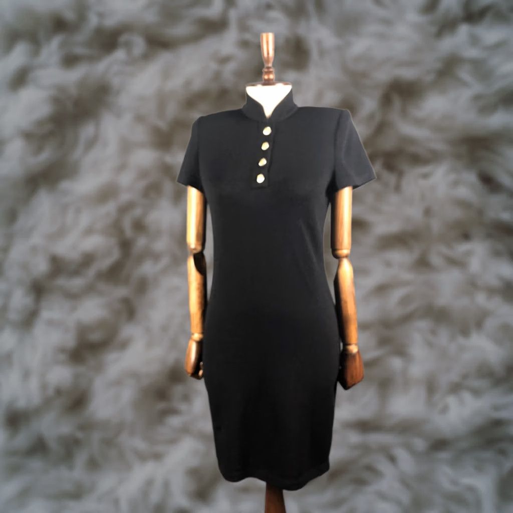 St. John St. John Dress Women Size 4 Black Cotton Blend Jersey Cap Sleeve Knee Length Sheath Casual VINTAGE No Brand St. John Collection by Marie Gray Size S / US 4 / IT 40 - 1 Thumbnail
