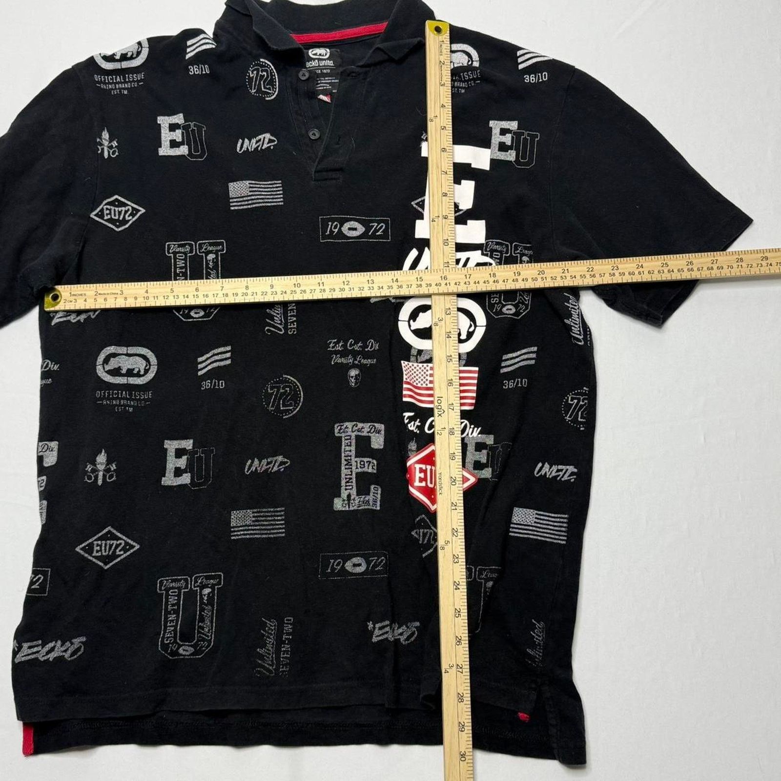 Ecko Unltd. Ecko Unltd All-Over Print Polo Shirt 2XL Black Graphic Size US XXL / EU 58 / 5 - 4 Thumbnail