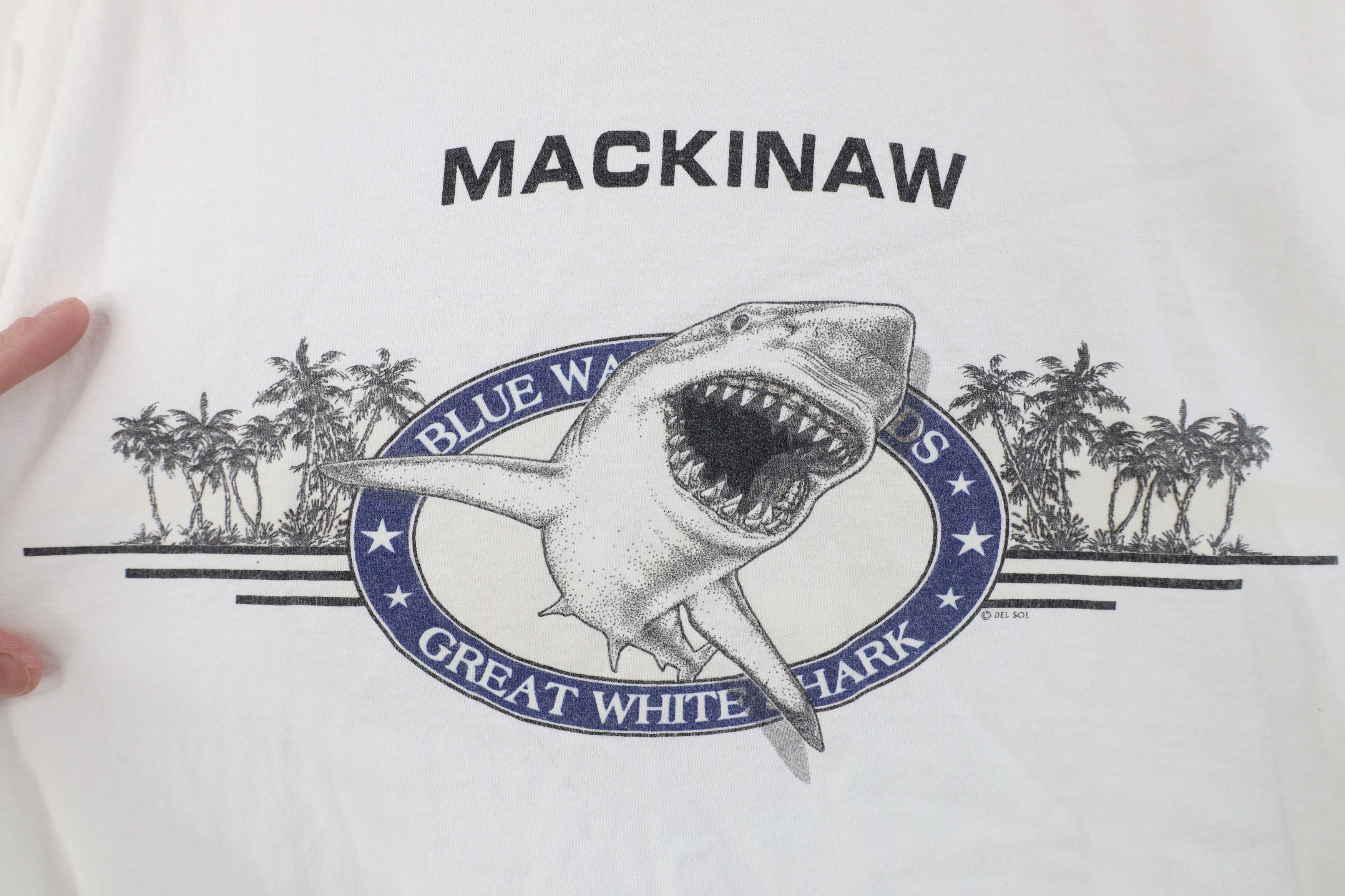 Vintage Vintage 90s Y2K Streetwear Michigan Great Shark T-Shirt Size US XL / EU 56 / 4 - 4 Thumbnail