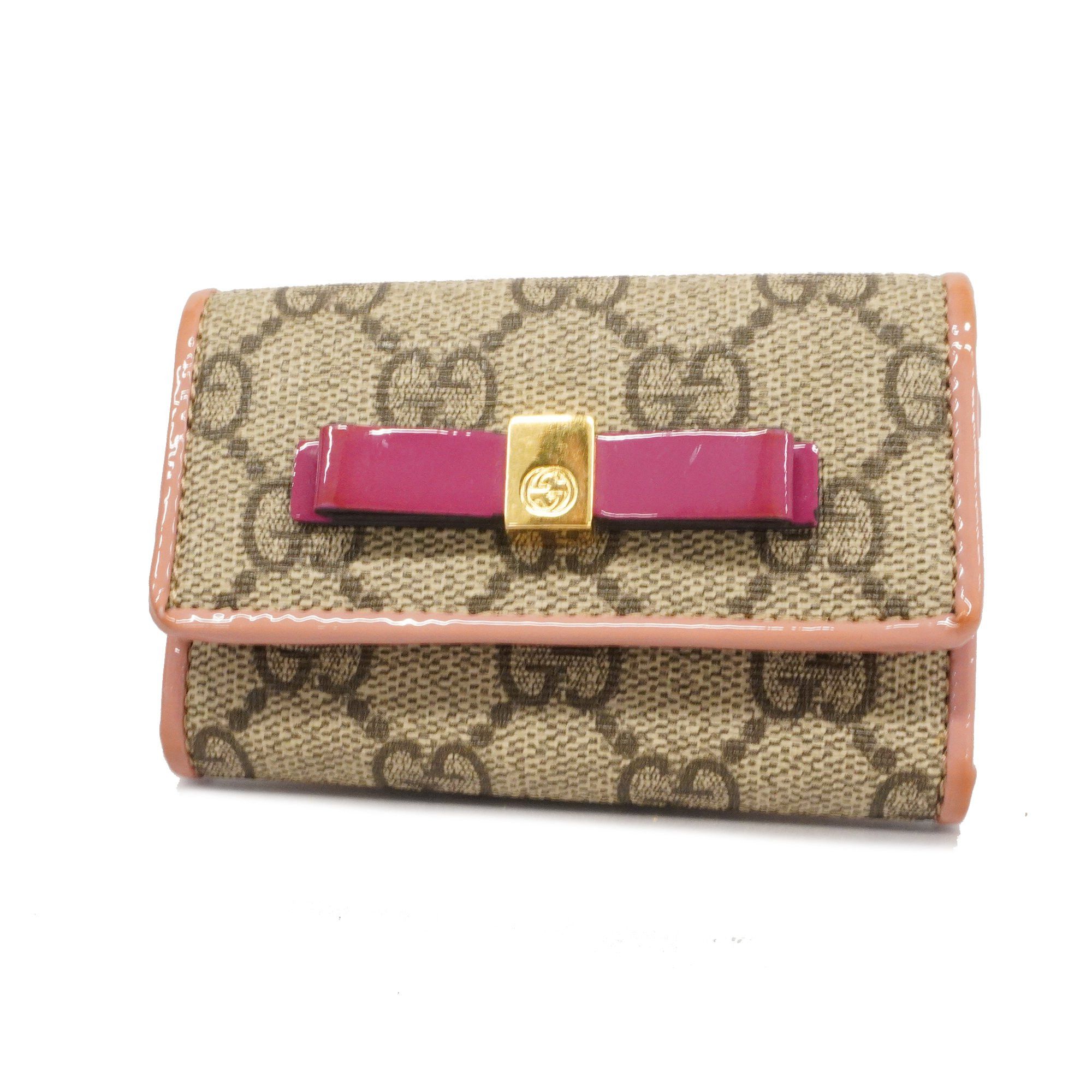 Auth Gucci 131886 GG Canvas Business Card Case Beige