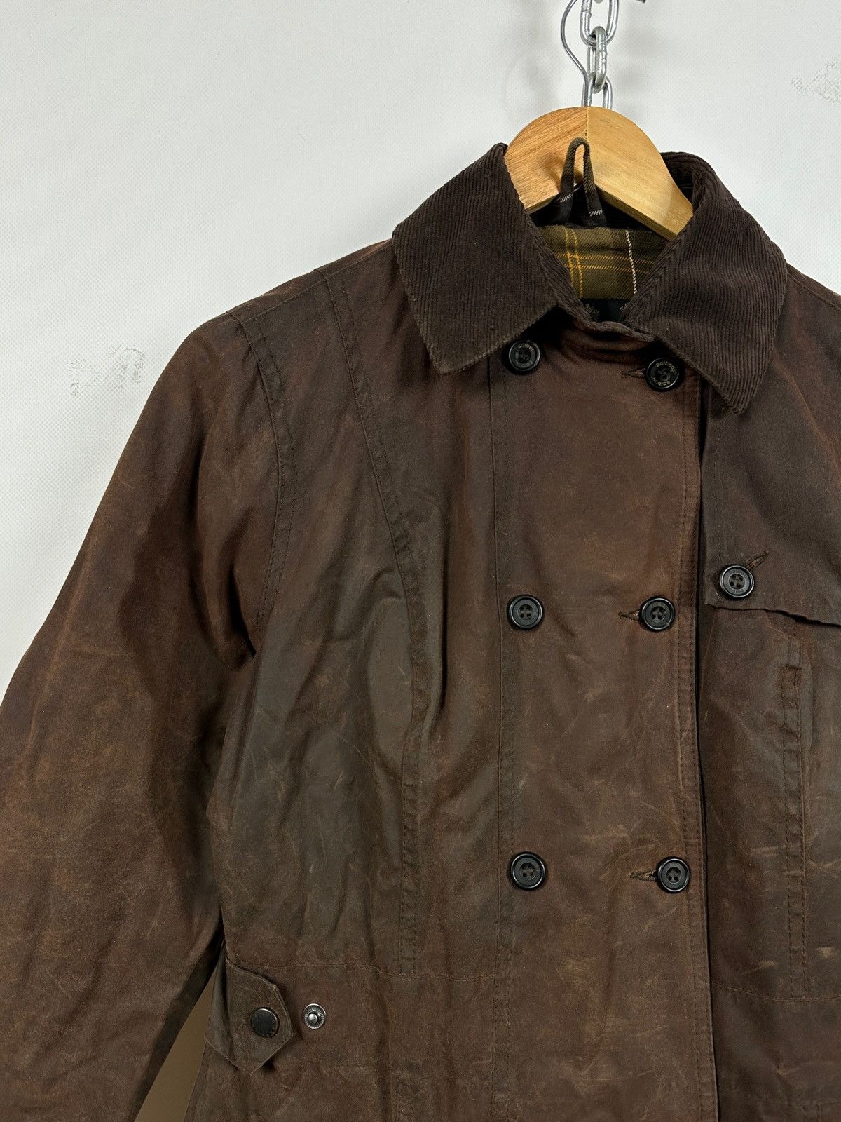 Barbour Double Breasted Brown Waxed Coat Jacket