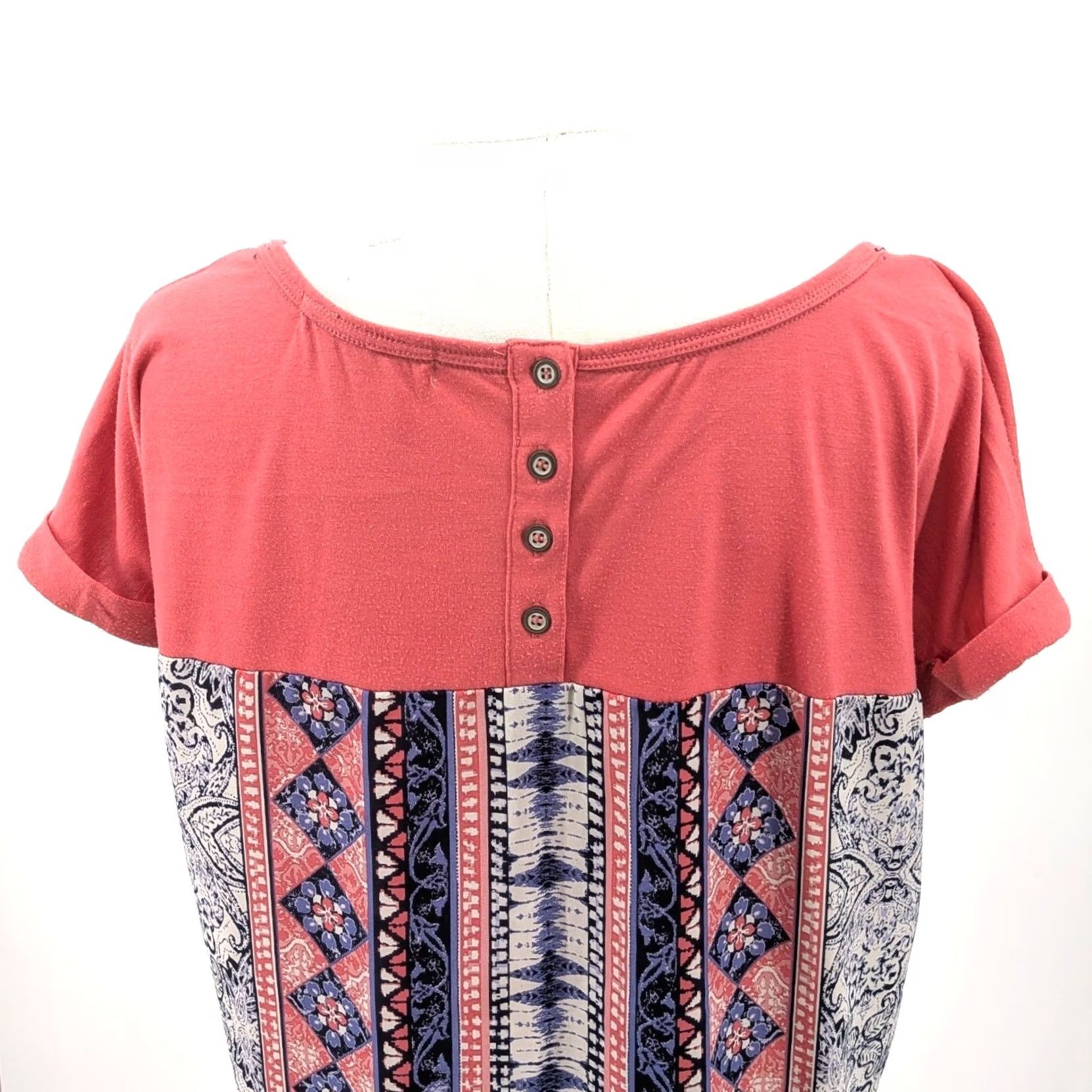 Vintage Boho Coral Blouse - Lightweight Top Size XL / US 12-14 / IT 48-50 - 7 Thumbnail