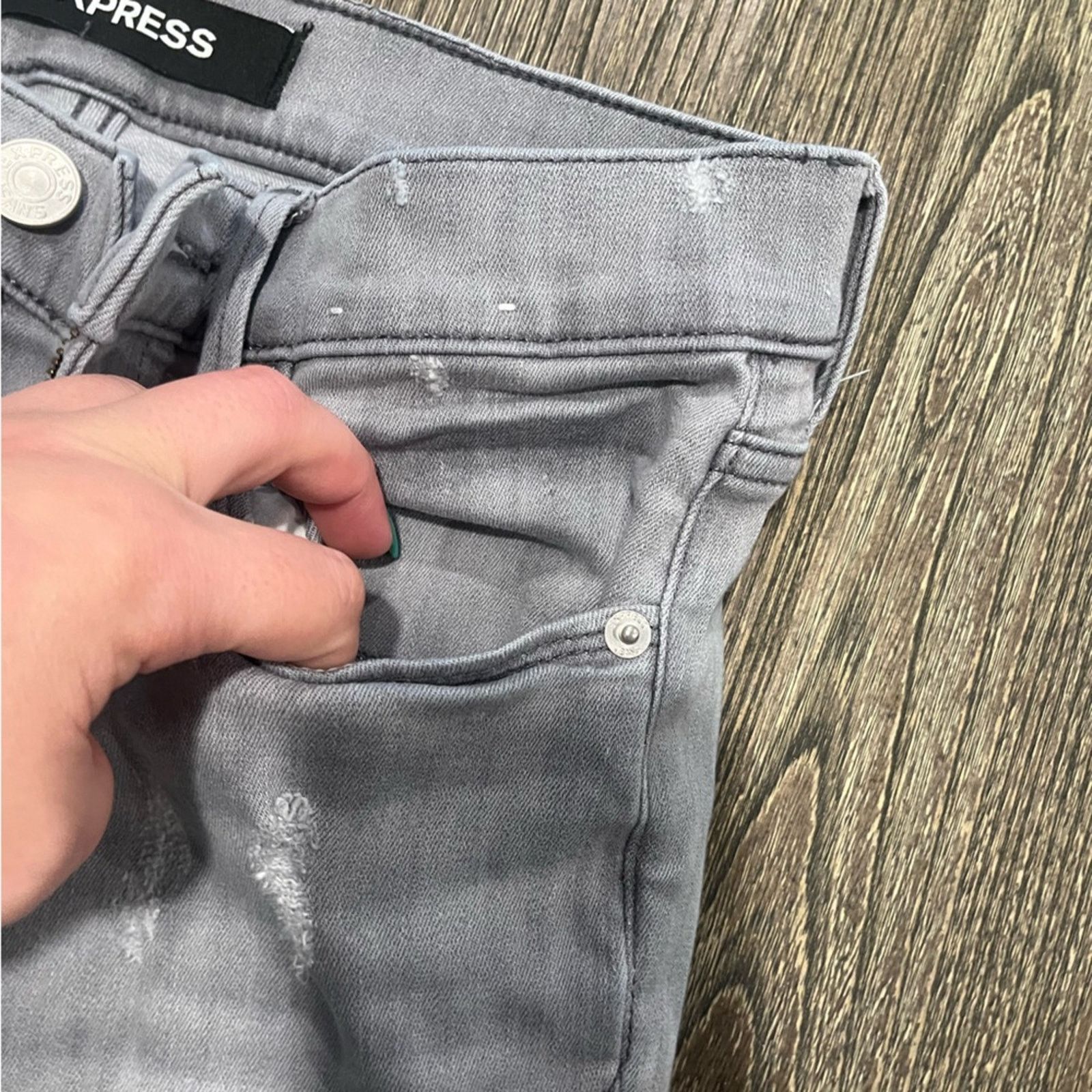 Express Express Ankle Legging Jeans Stretch Denim Raw Hem Grey 4L Size 27" / US 4 / IT 40 - 5 Thumbnail