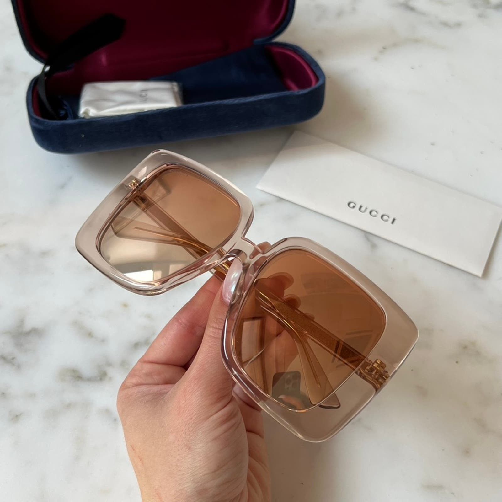 Gucci NEW Gucci GG1314S Champagne Pink Mirrored Sunglasses