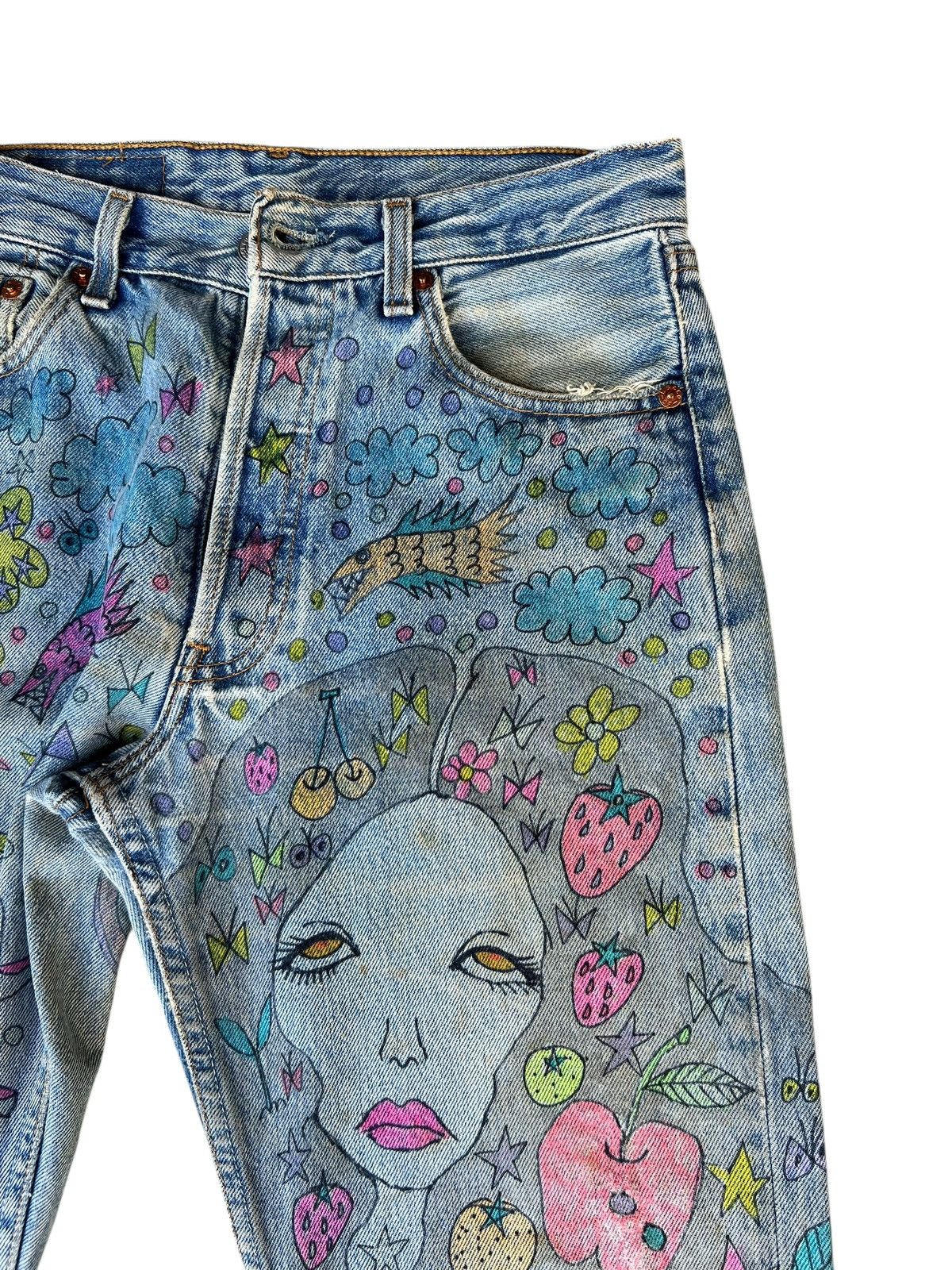 Levi's Vintage 1996 Levi’s 501 X Aditi Art Dirty Denim Jeans Size US 29 - 11 Thumbnail