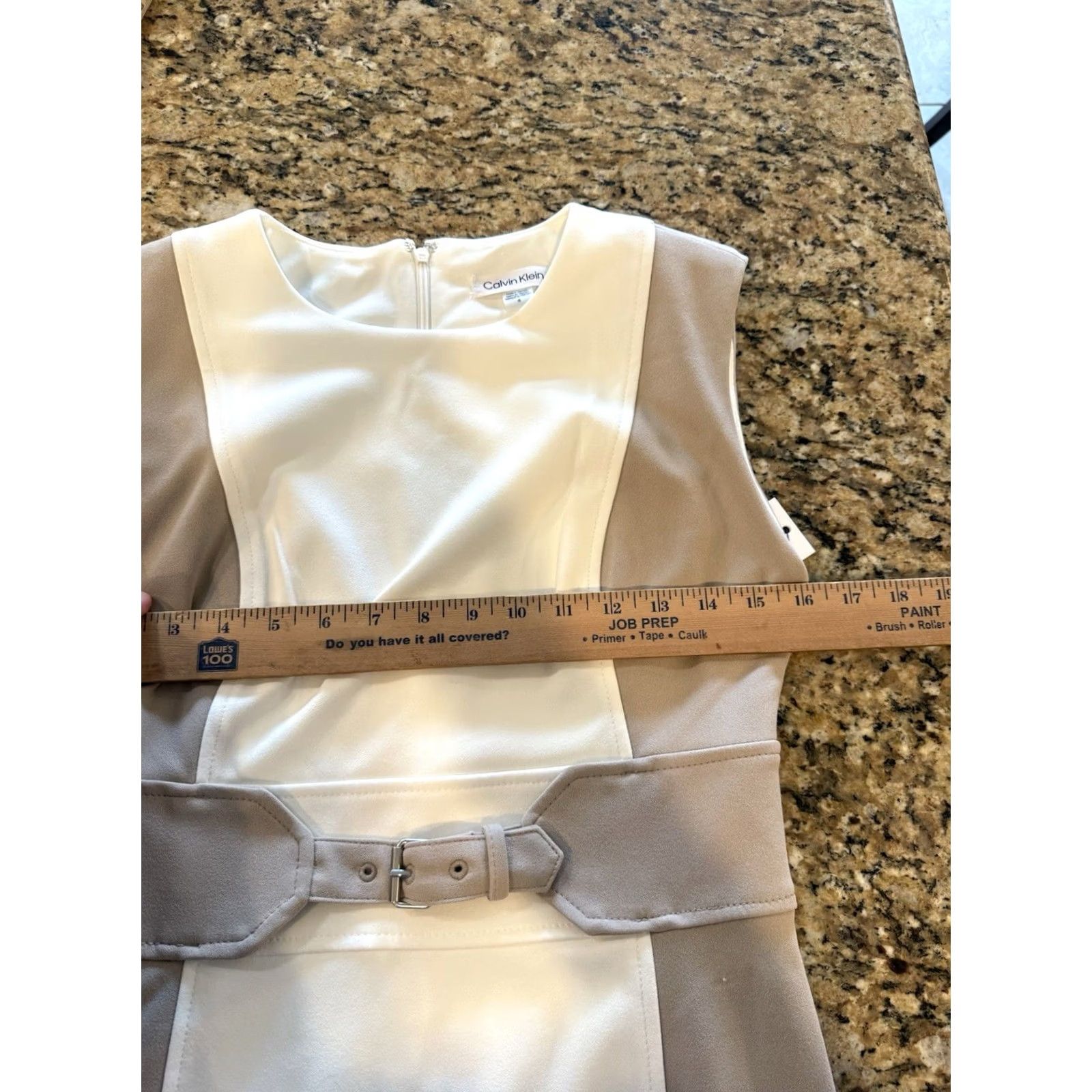 Calvin Klein Calvin Klein Women's Sheath Dress Belted Colorblock Beige Tan Size 4 NWT Size S / US 4 / IT 40 - 3 Thumbnail