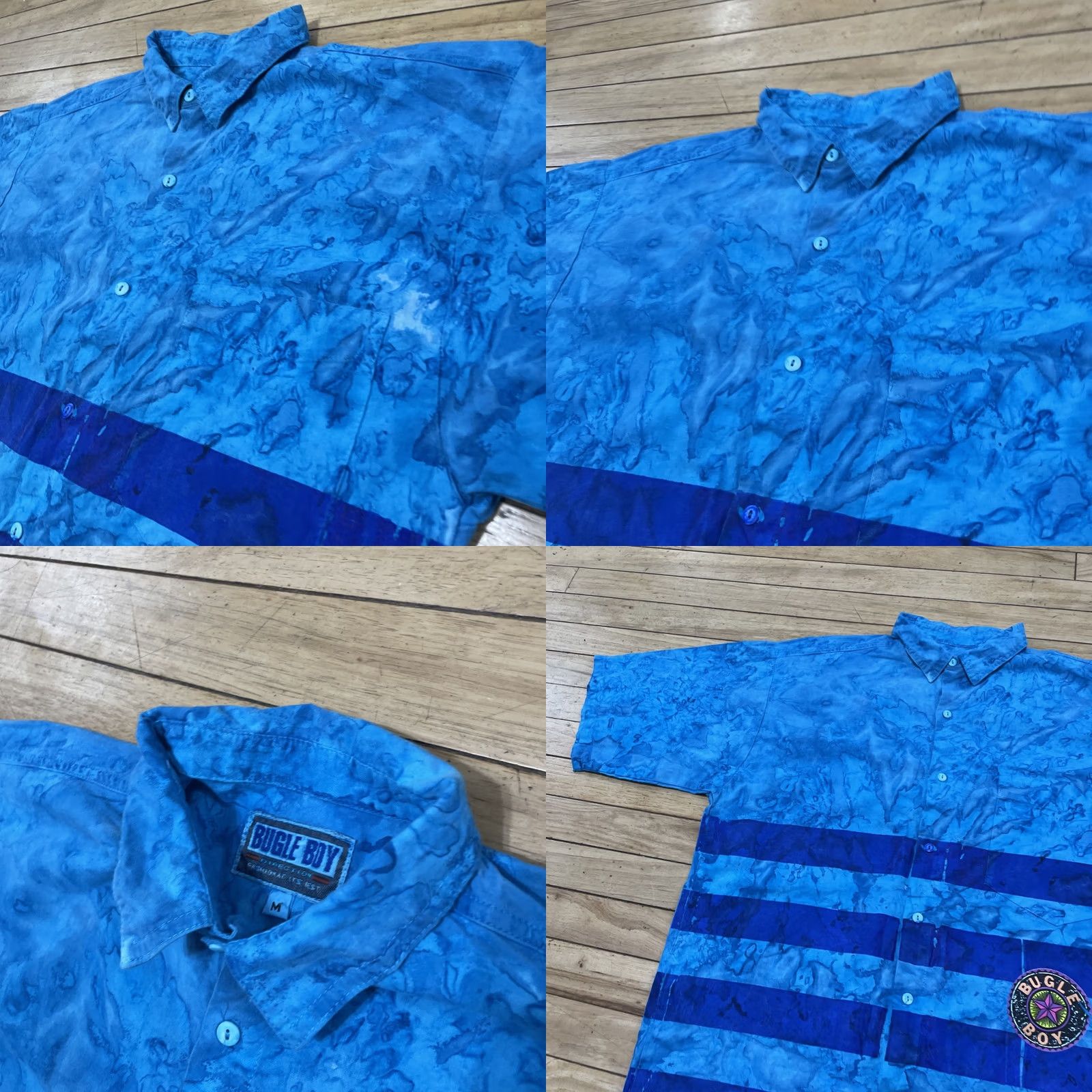 Bugle Boy VINTAGE Bugle Boy Shirt Men M Surf Grunge Abstract 90s Y2k Tie Dye Paint Stripe Blue Tie Dye Striped Button-Up Size US M / EU 48-50 / 2 - 10 Thumbnail
