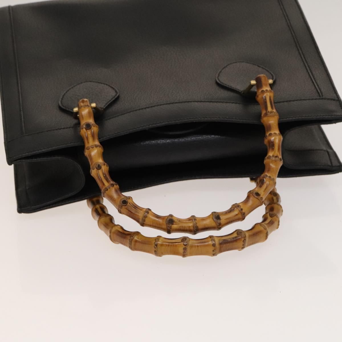 Gucci GUCCI Bamboo Hand Bag Leather Black Gold 002 1095 002 1095 Size ONE SIZE - 7 Thumbnail