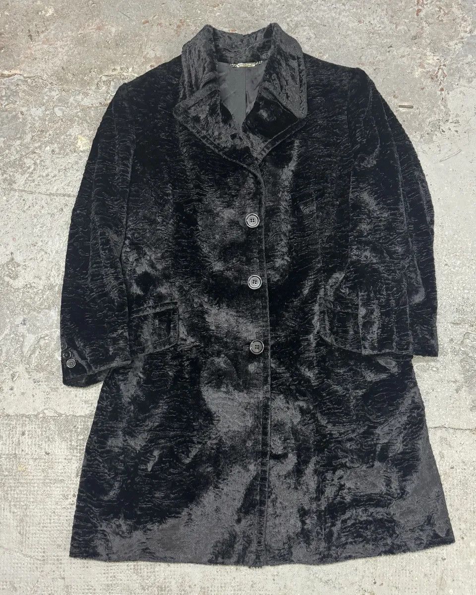 Dolce & Gabbana × Vintage AW1998 Dolce & Gabbana Fur Effect Relief Black Long Jacket Size US M / EU 48-50 / 2 - 1 Thumbnail