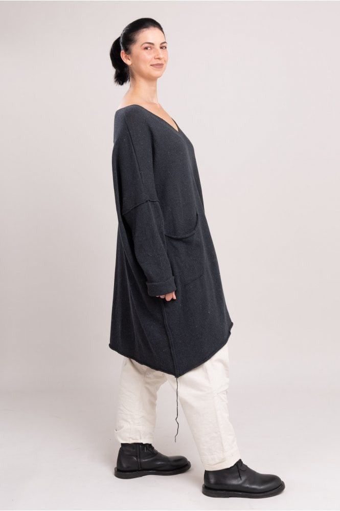 Rundholz Studio b3 Design Amelsa Mud Dark Oversized Knit Tunic Cotton Size S / US 4 / IT 40 - 3 Thumbnail